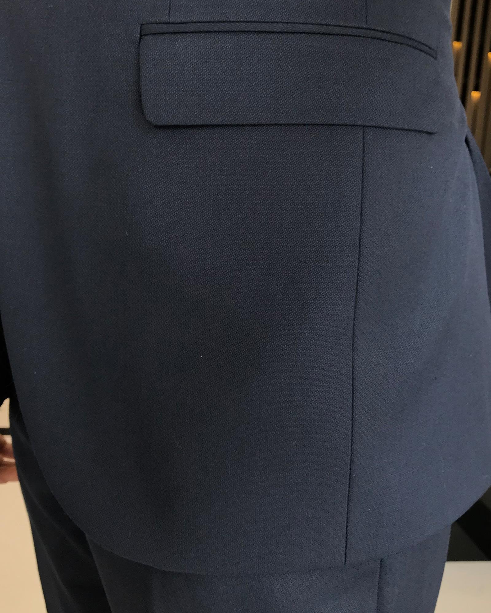 Italian style jacket vest pant suit navy blue T9083