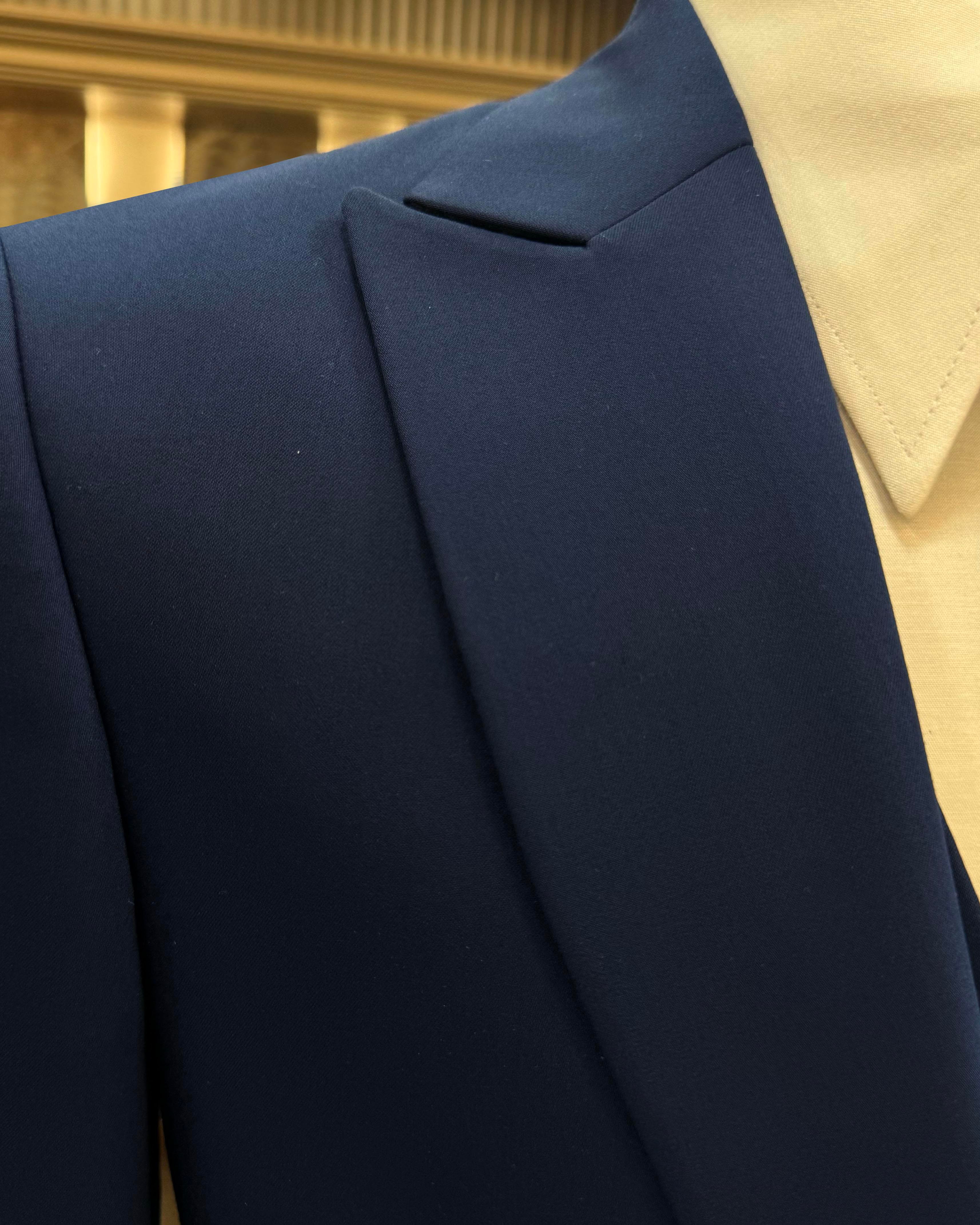 İtalyan stil ceket yelek pantolon takım elbise lacivert T12003