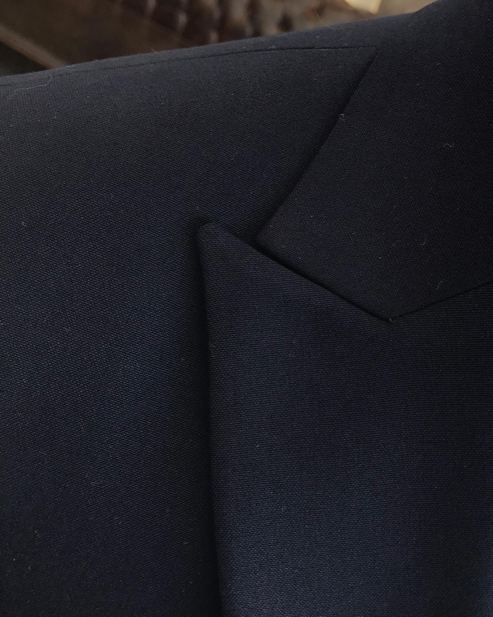Italian style jacket vest pant suit navy blue T9078