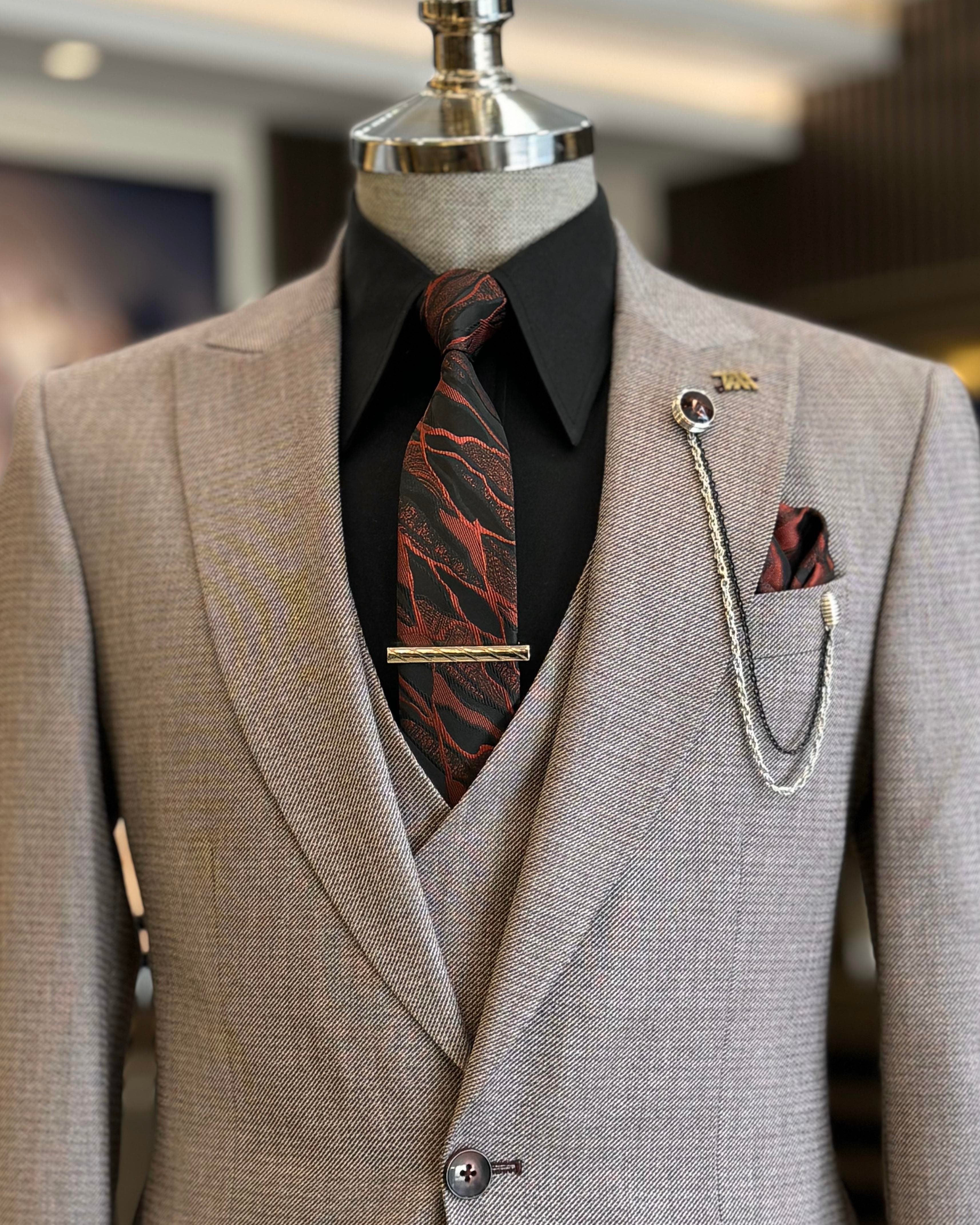 İtalyan stil ceket yelek pantolon takım elbise bordo T12561