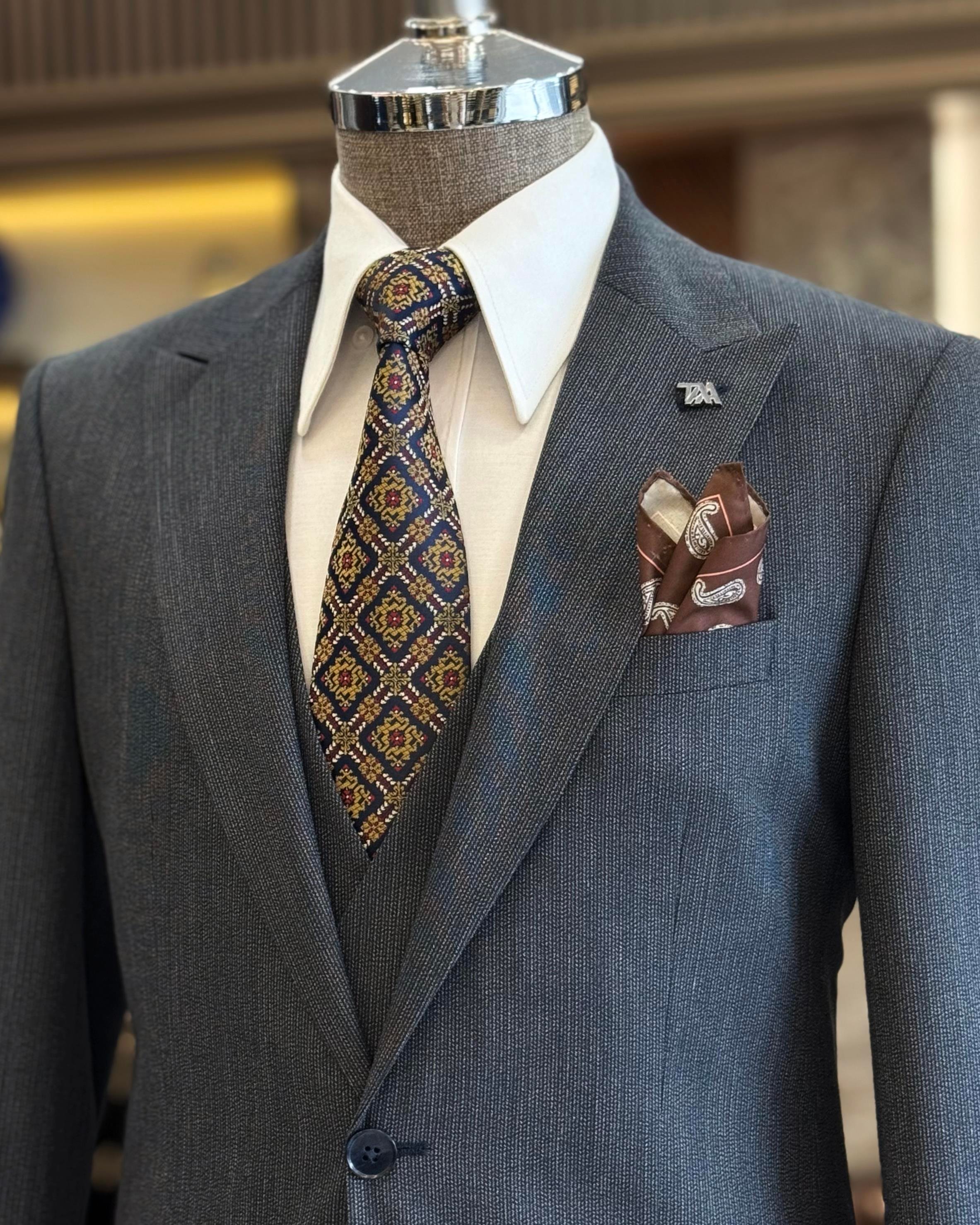 İtalyan stil ceket yelek pantolon takım elbise lacivert T12876