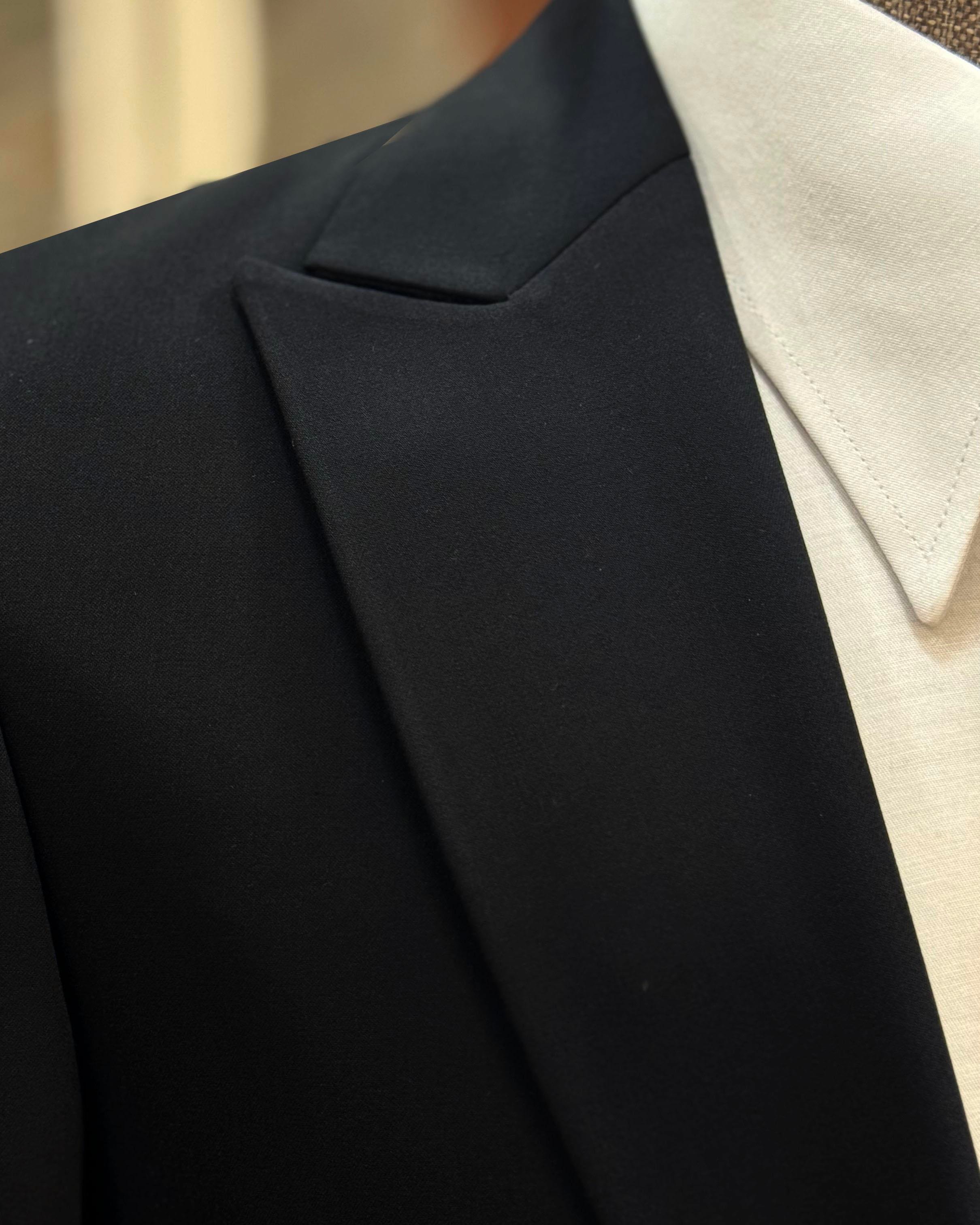 İtalyan stil ceket yelek pantolon takım elbise siyah T12014