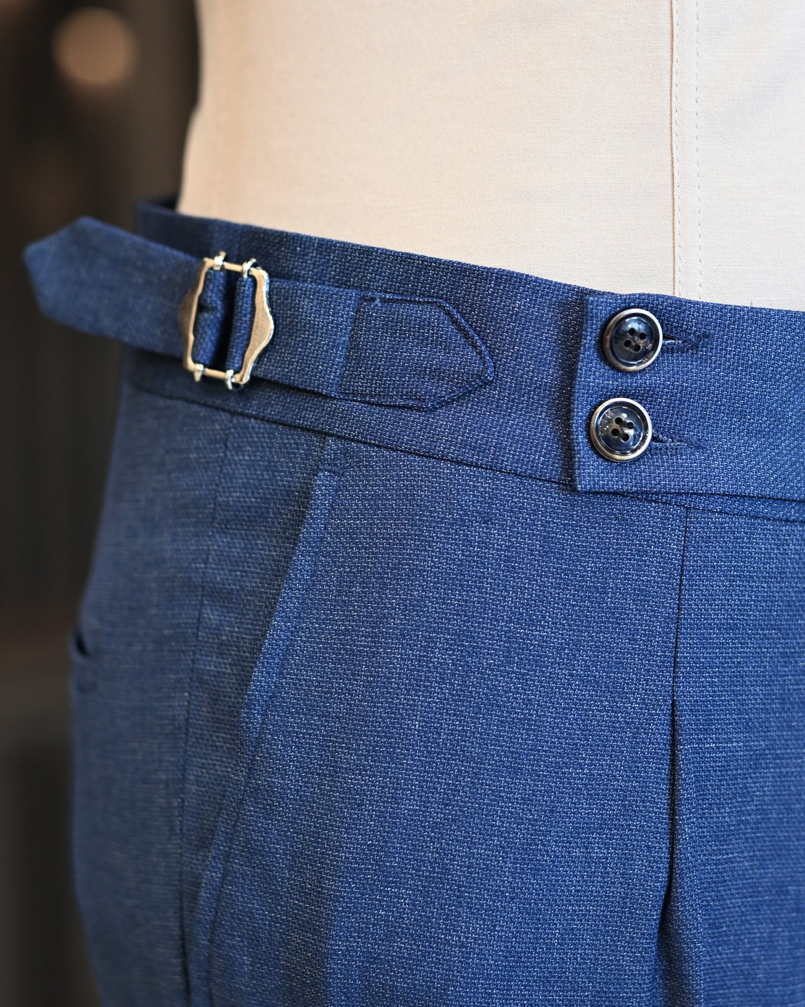 Italian style jacket vest pleated trouser suit blue T11321