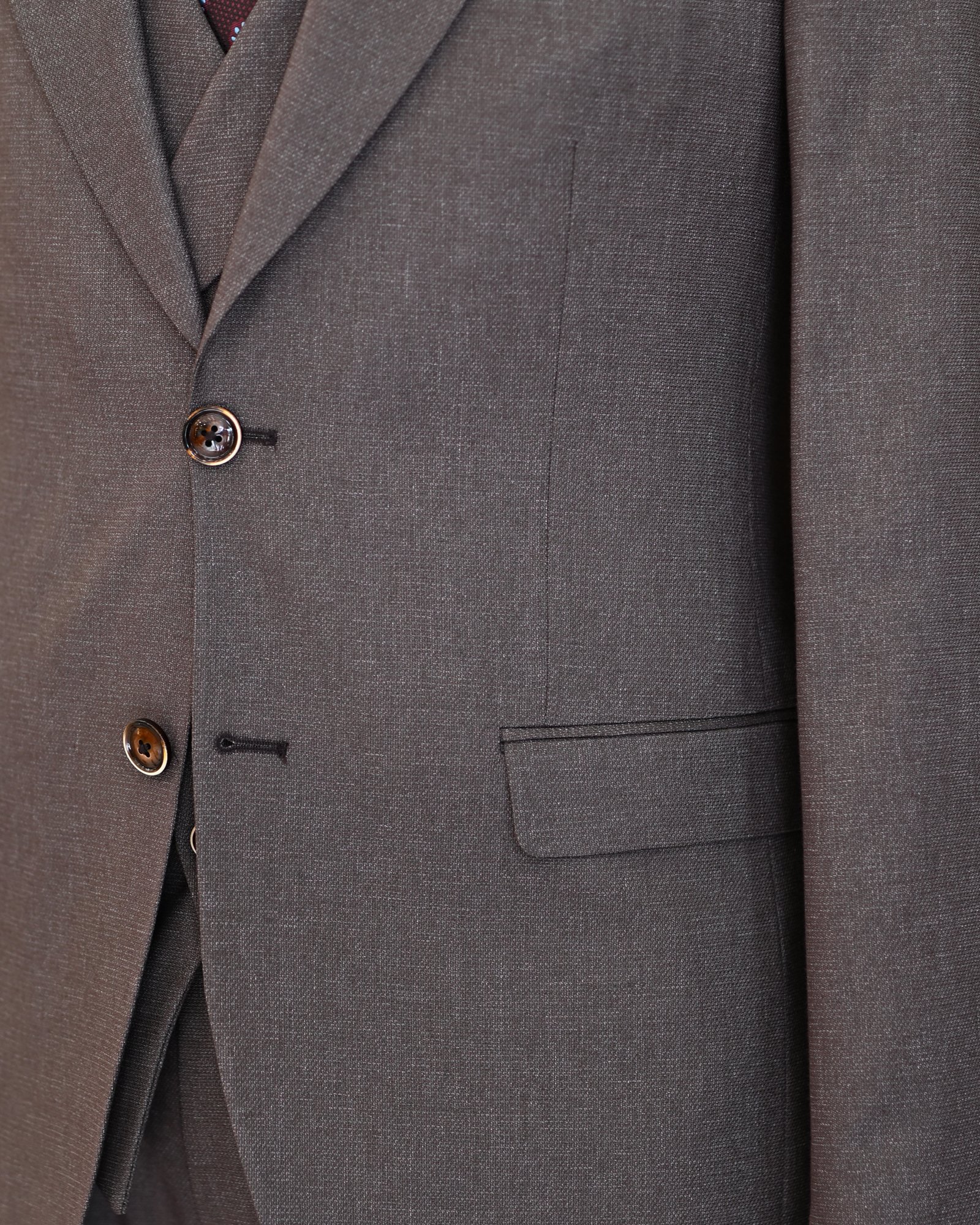 Italian style jacket vest pleated trouser suit brown T11316
