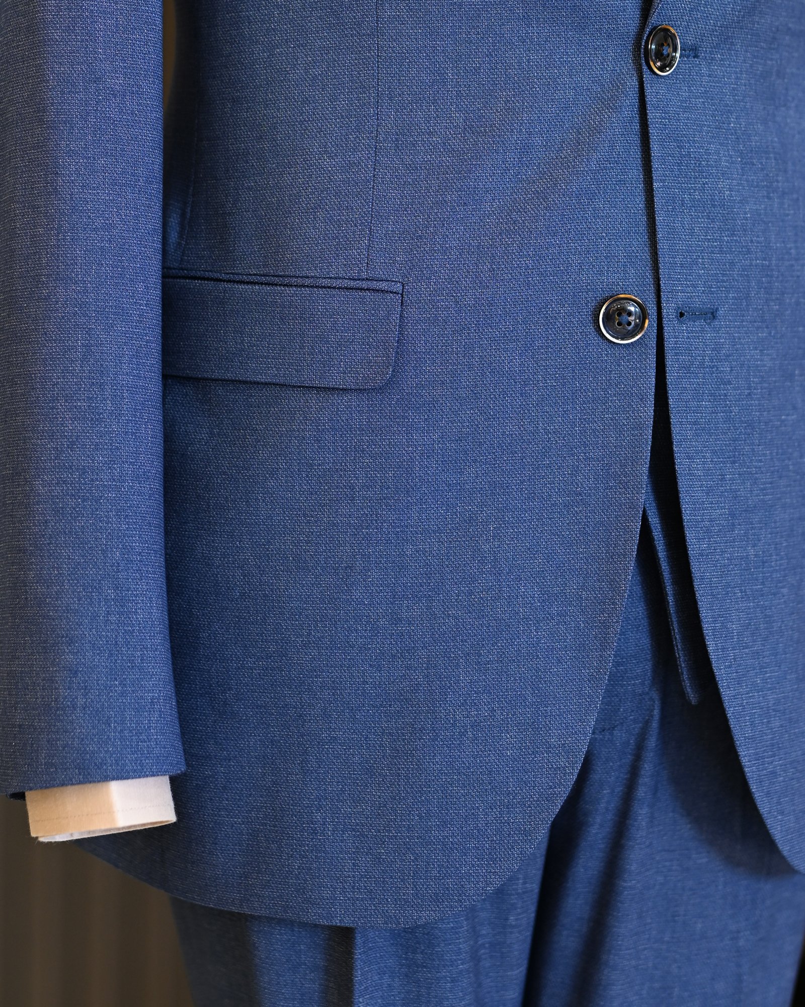 Italian style jacket vest pleated trouser suit blue T11321