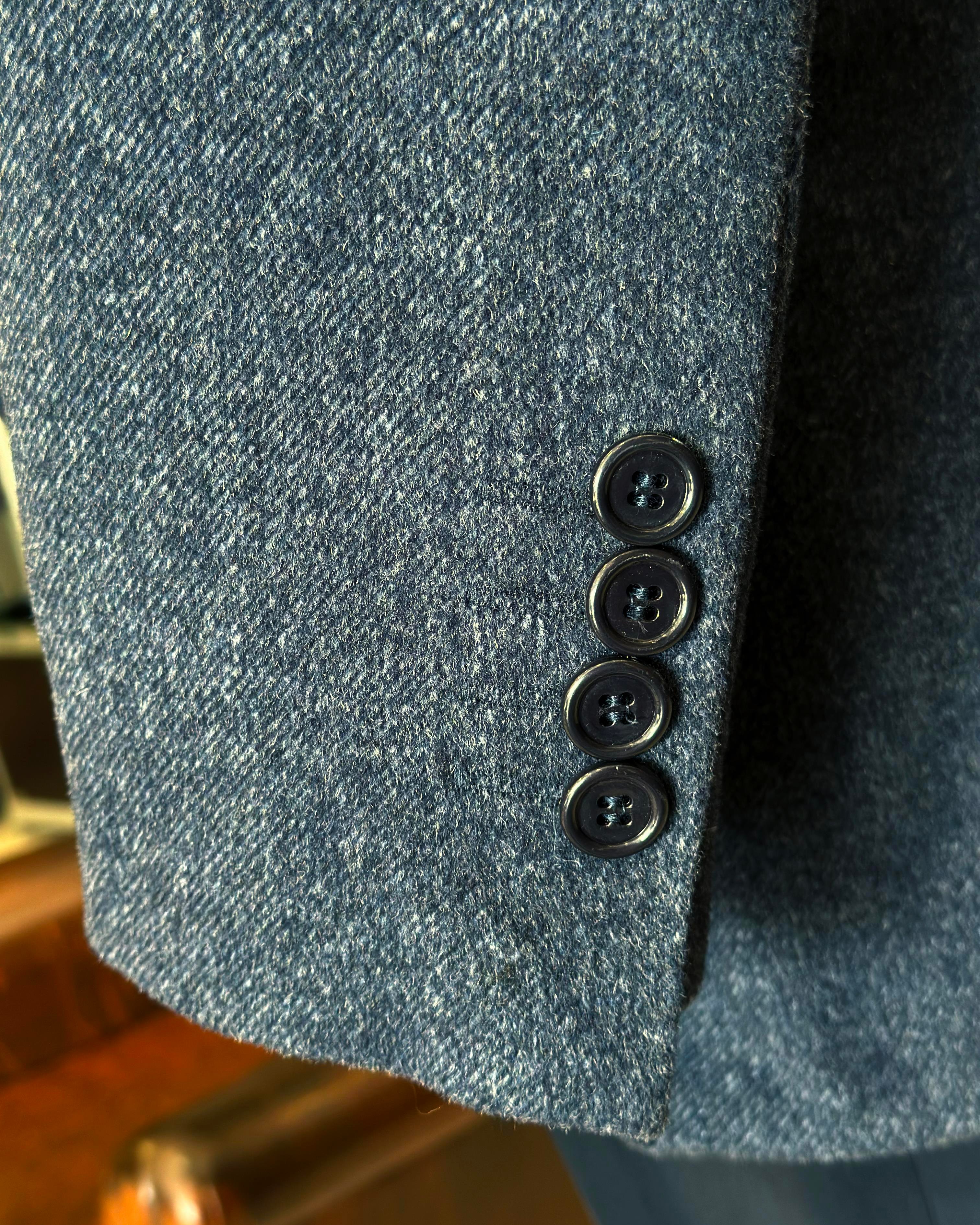 İtalyan stil çıkabilir yakalı yün kaban lacivert T10401