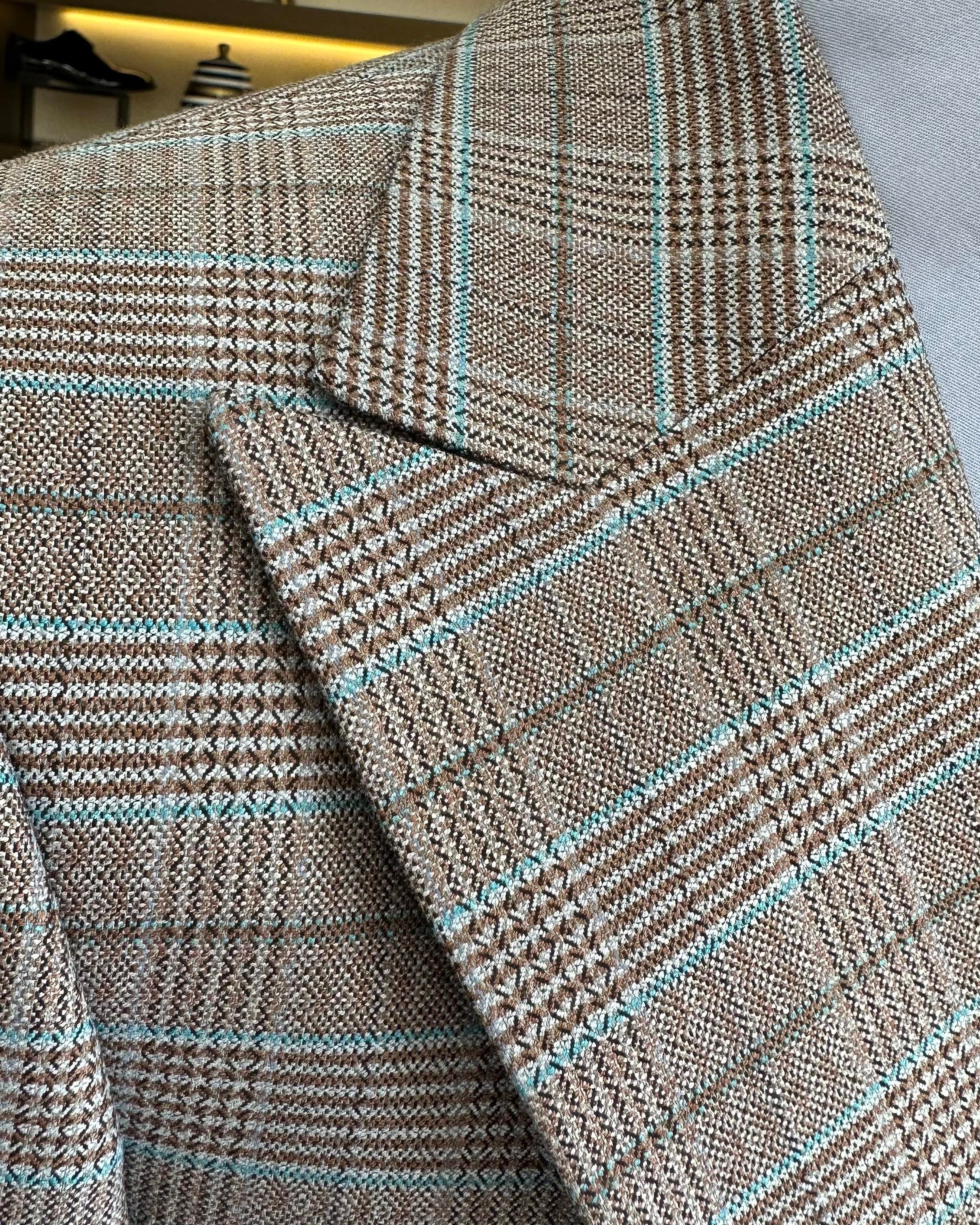 İtalyan stil ekose ceket pantolon takım elbise turuncu T10724