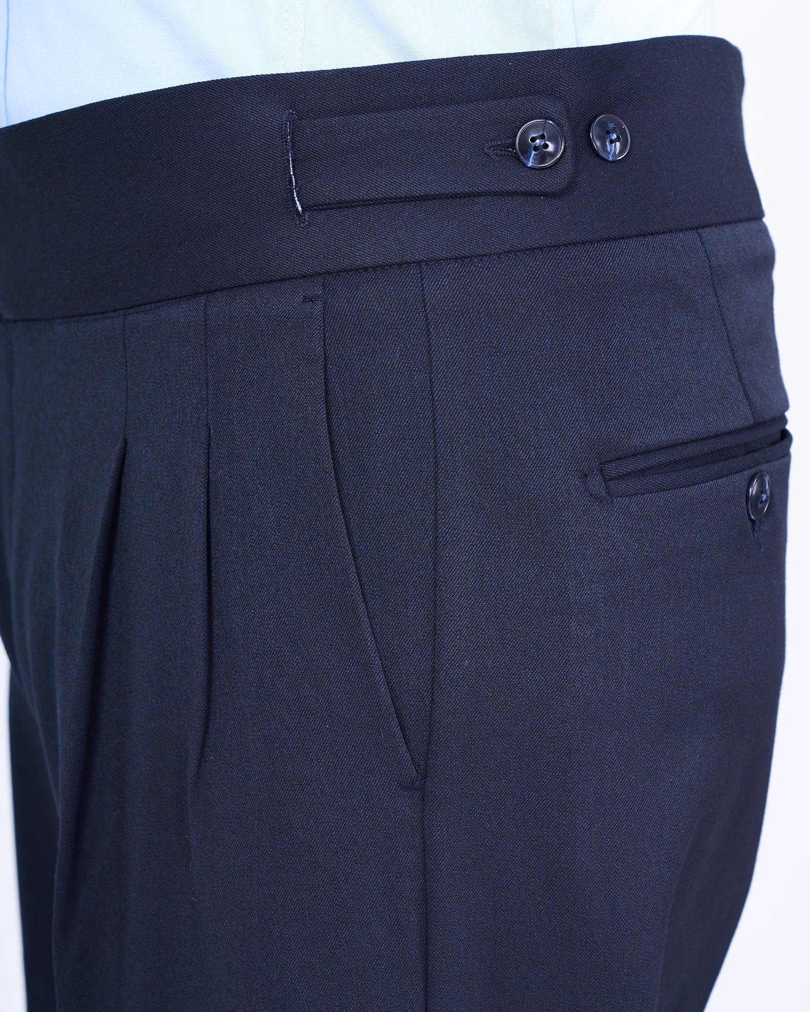 İtalyan stil erkek ceket pantolon spor takım elbise lacivert T13276