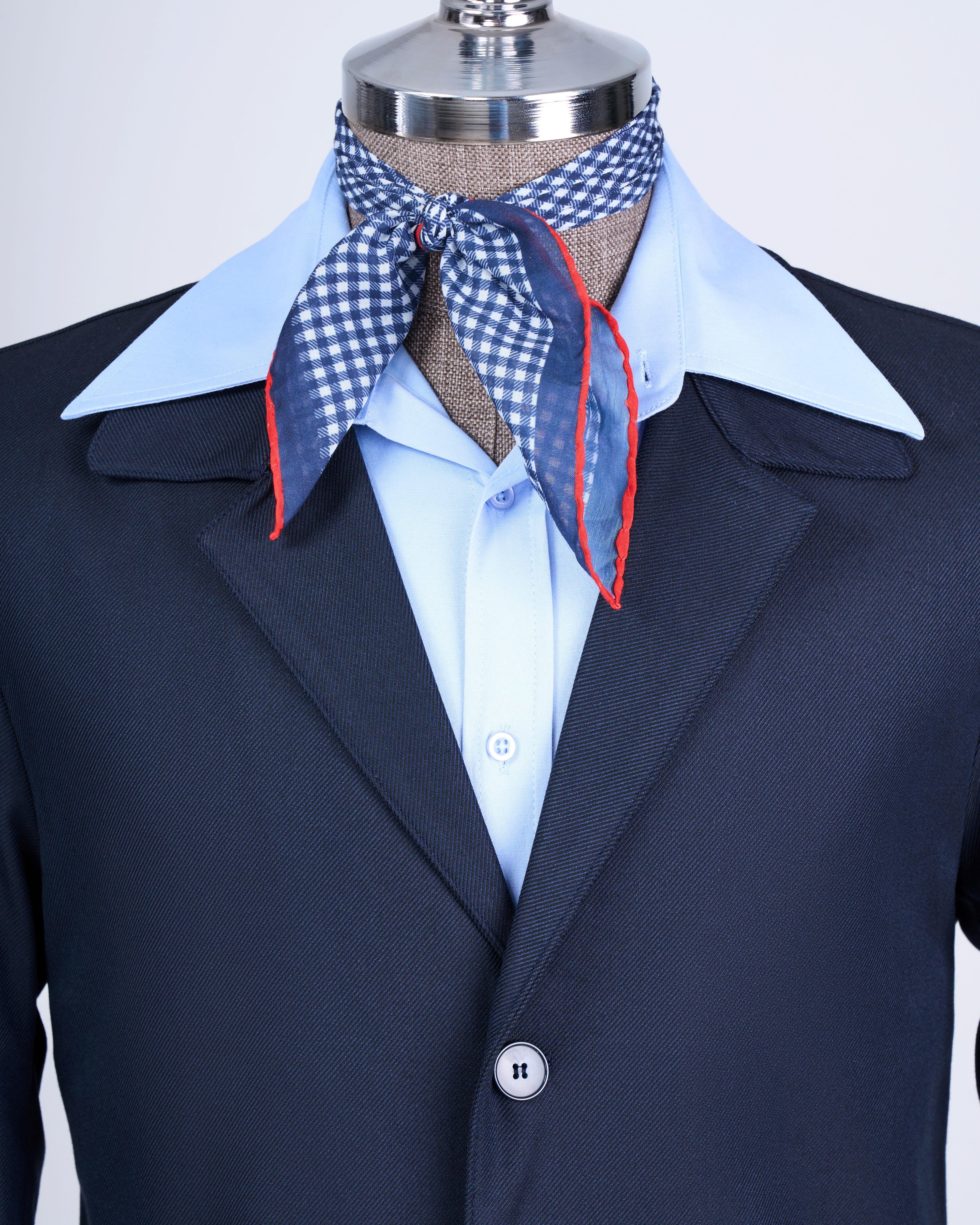 Italian style men's jacket pants sports suit navy blue T13228