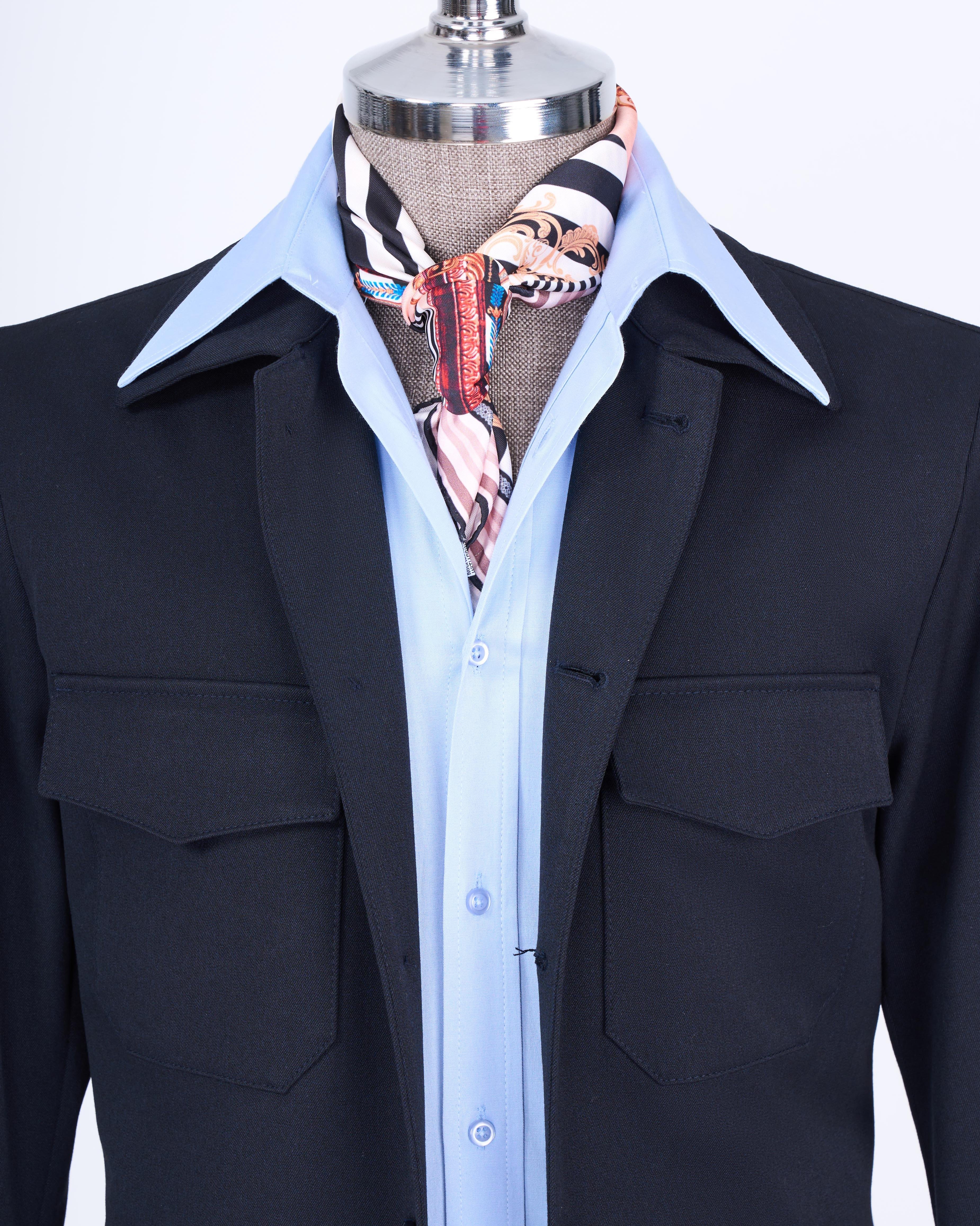 İtalyan stil erkek ceket pantolon spor takım elbise lacivert T13276