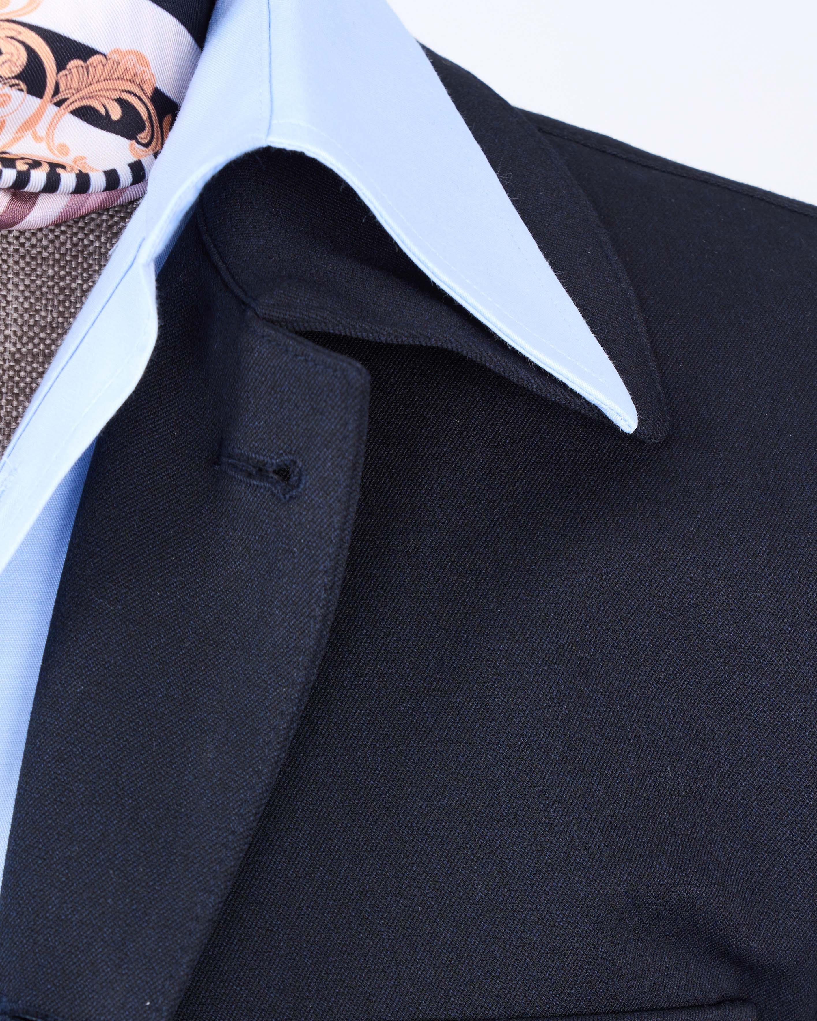 İtalyan stil erkek ceket pantolon spor takım elbise lacivert T13276