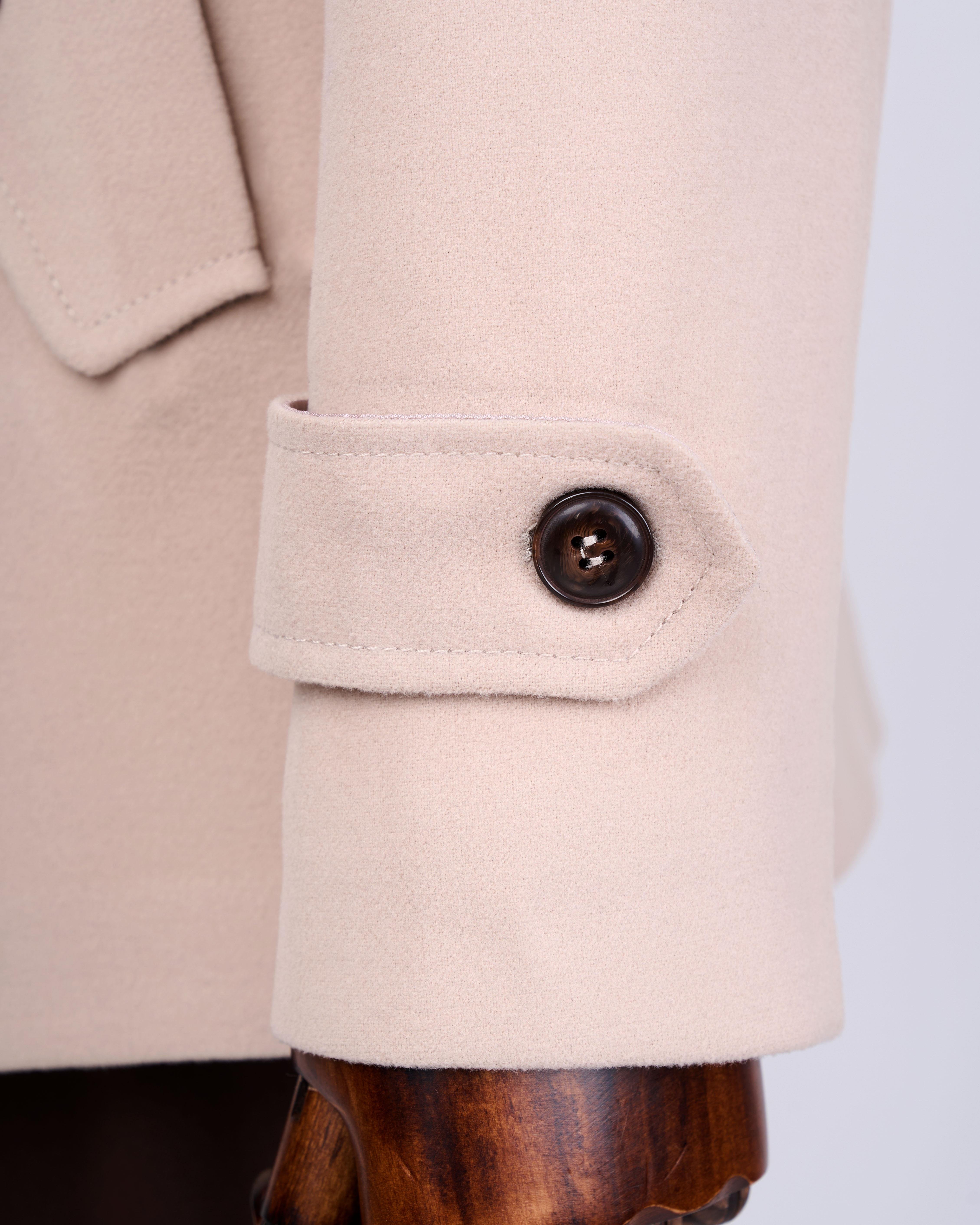 İtalyan stil erkek kısa kaşe trençkot mont kaban bej T13324