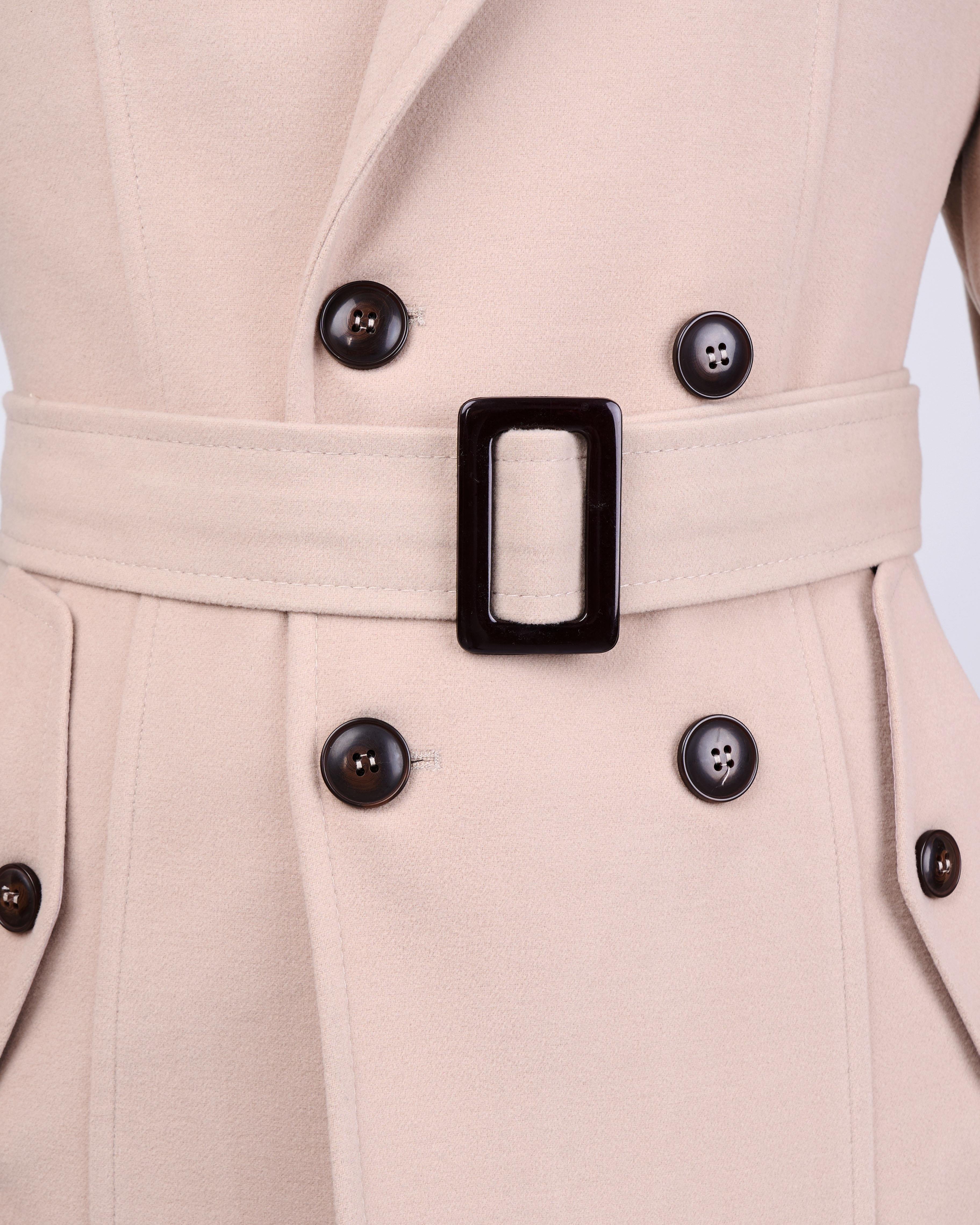 İtalyan stil erkek kısa kaşe trençkot mont kaban bej T13324