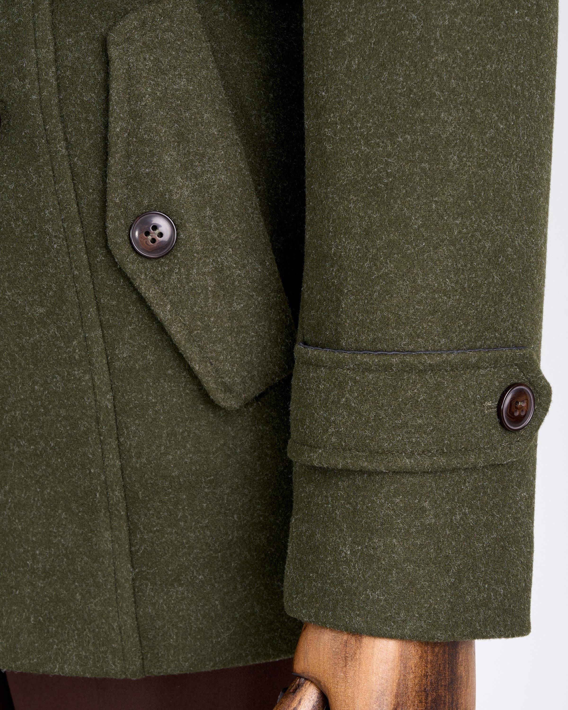 İtalyan stil erkek kısa kaşe trençkot mont kaban Haki T6970