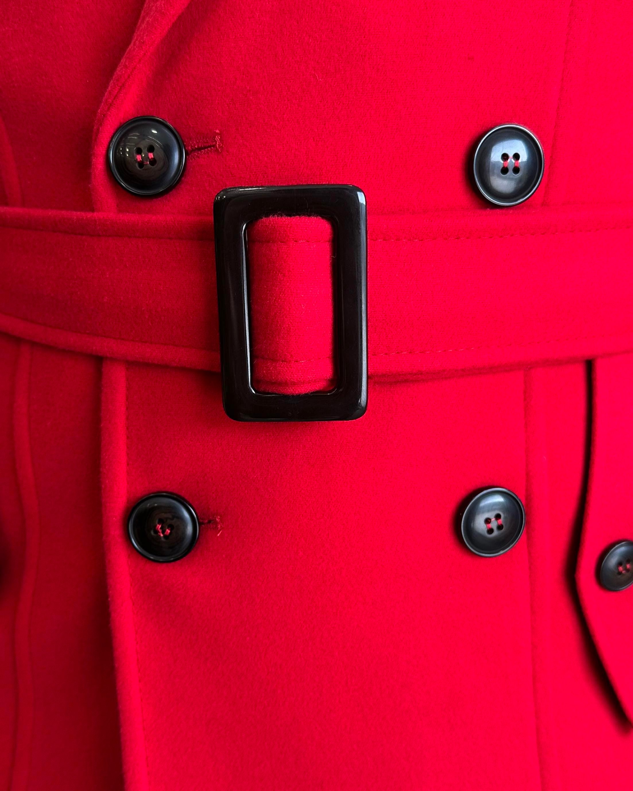 İtalyan stil erkek kısa kaşe trençkot mont kaban Kırmızı T4386