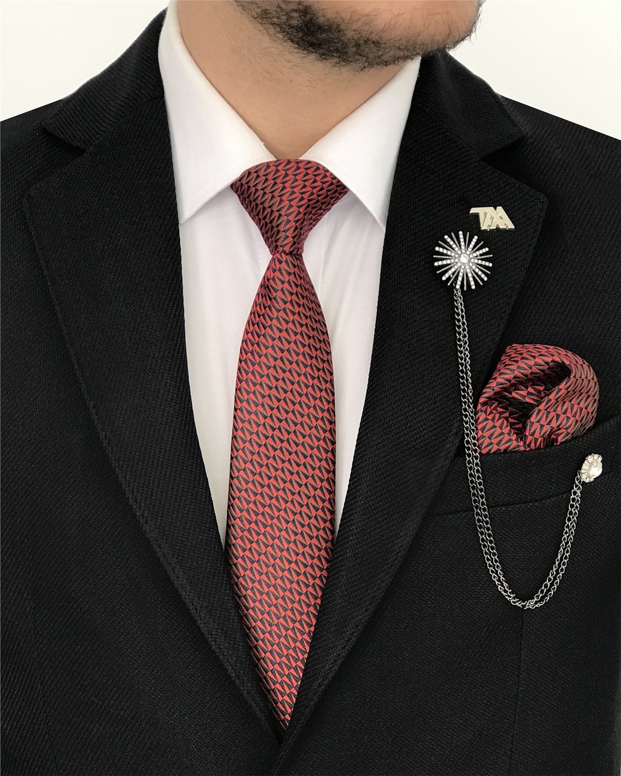 İtalyan stil erkek slim fit blazer pamuk ceket Siyah T7380