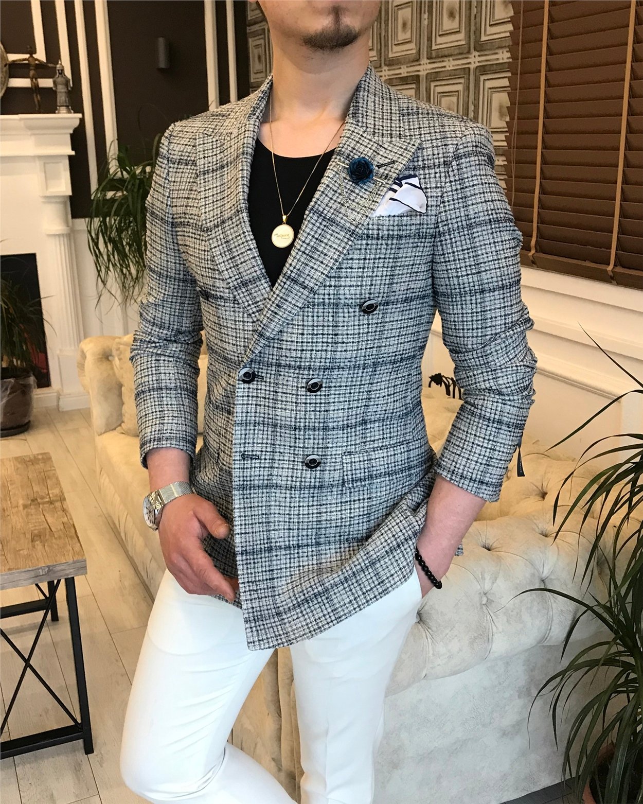 İtalyan stil erkek slim fit blazer tek ceket çok renk T5930