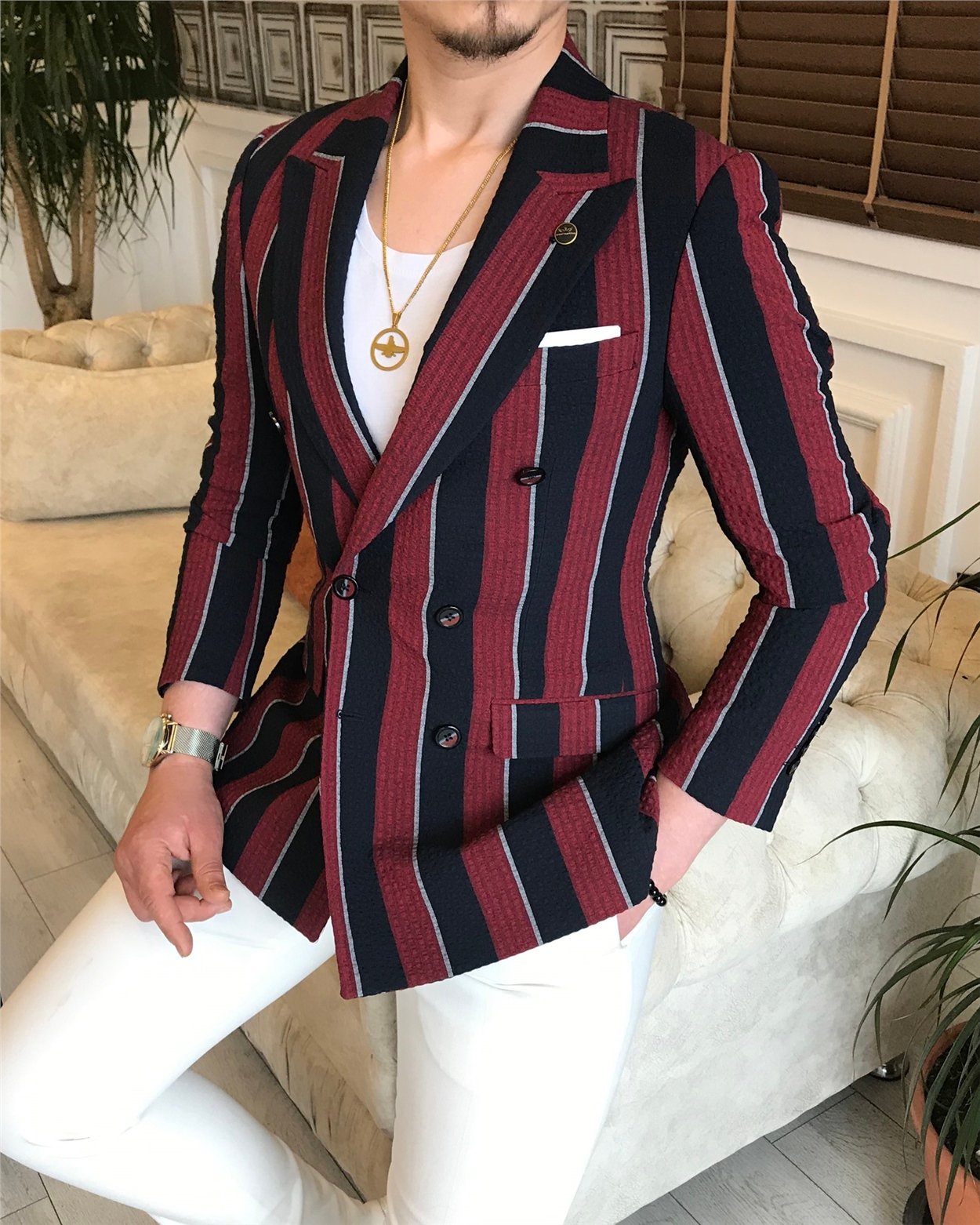 İtalyan stil erkek slim fit blazer tek ceket çok renk T5932