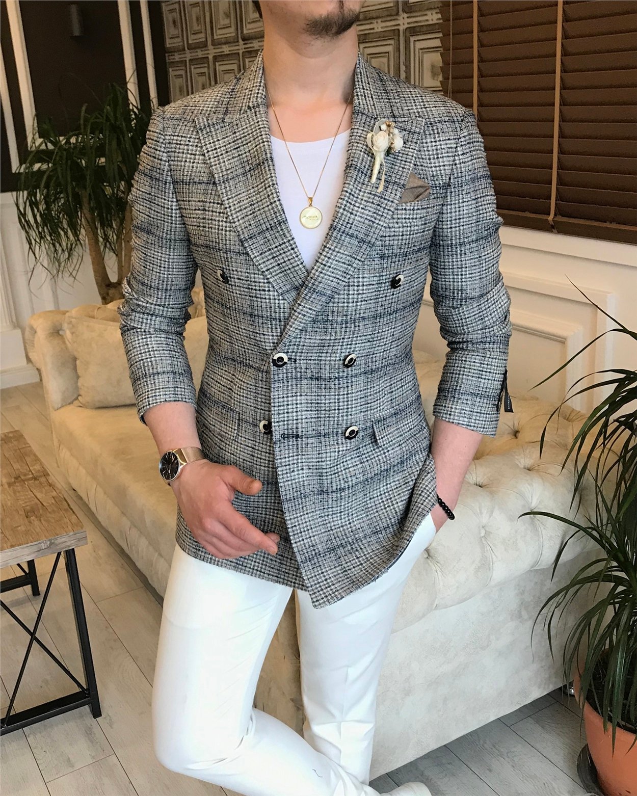 İtalyan stil erkek slim fit blazer tek ceket çok renk T5929