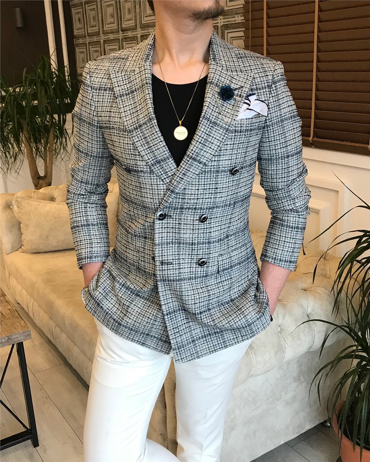İtalyan stil erkek slim fit blazer tek ceket çok renk T5930