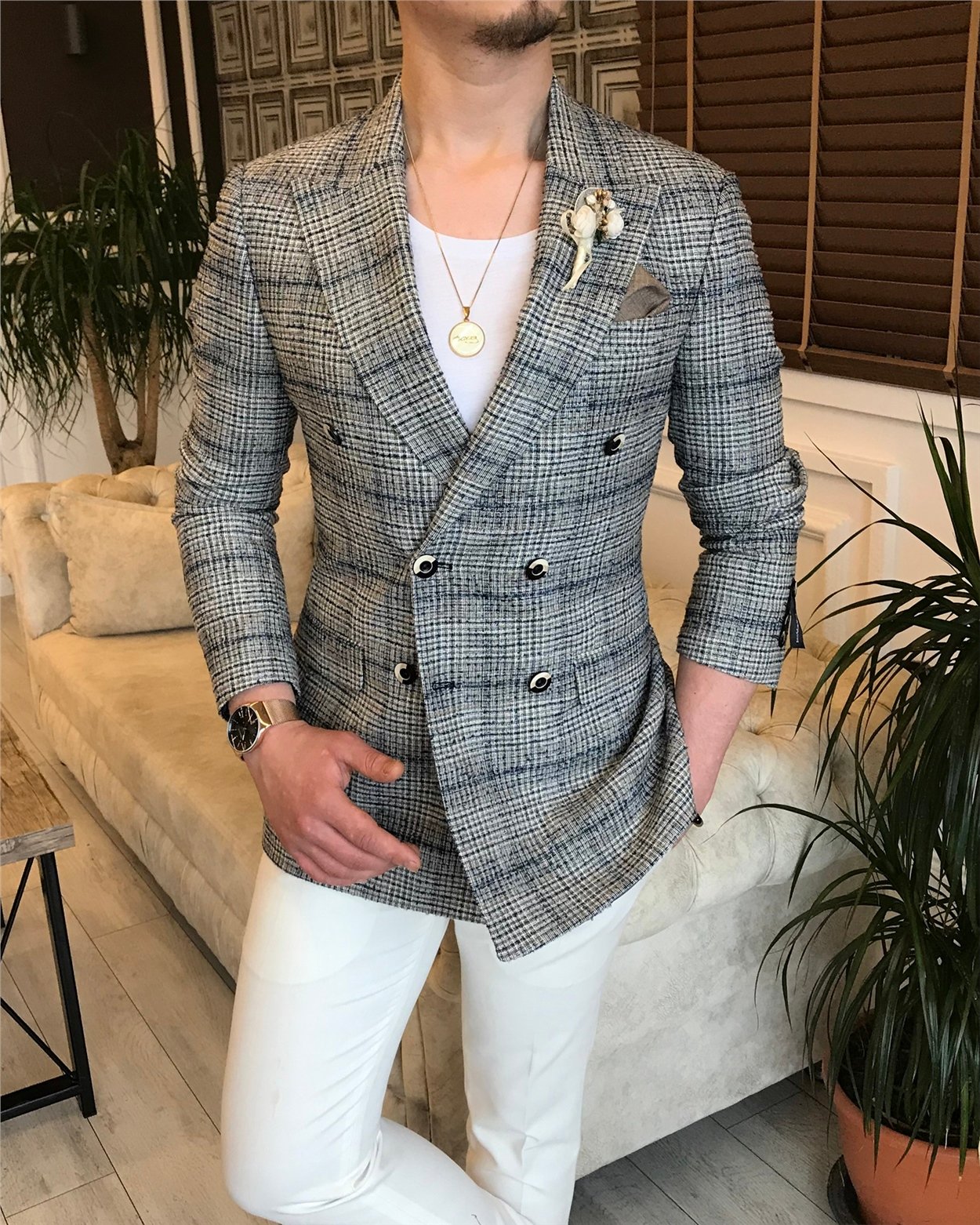 İtalyan stil erkek slim fit blazer tek ceket çok renk T5929