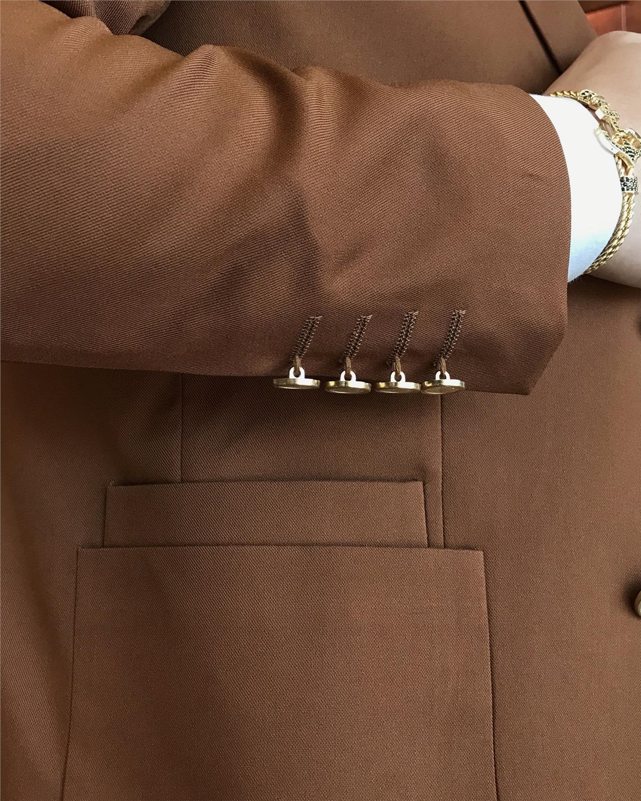 İtalyan stil erkek slim fit blazer tek ceket Kahverengi T7232