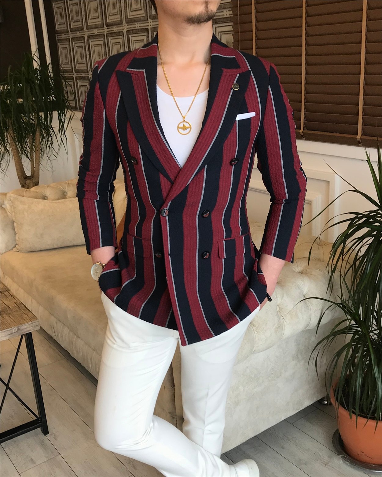 İtalyan stil erkek slim fit blazer tek ceket çok renk T5932