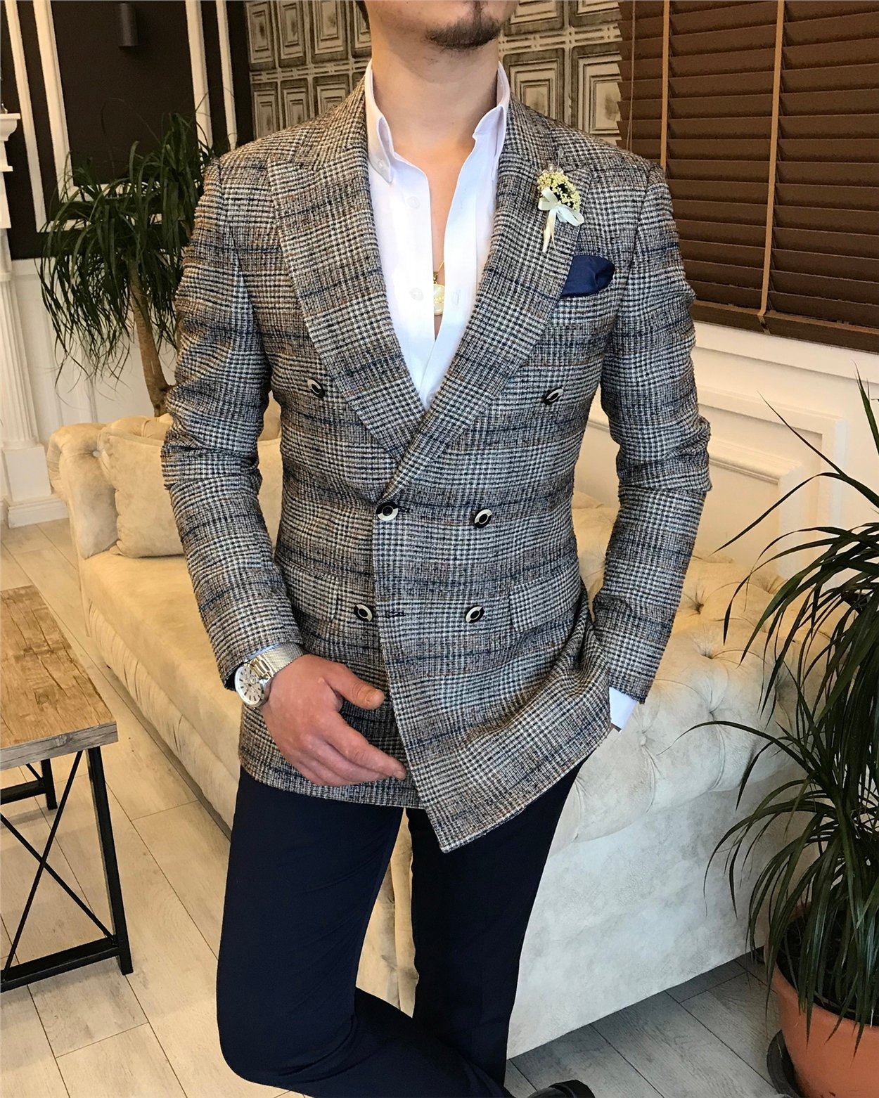 İtalyan stil erkek slim fit blazer tek ceket çok renk T5931