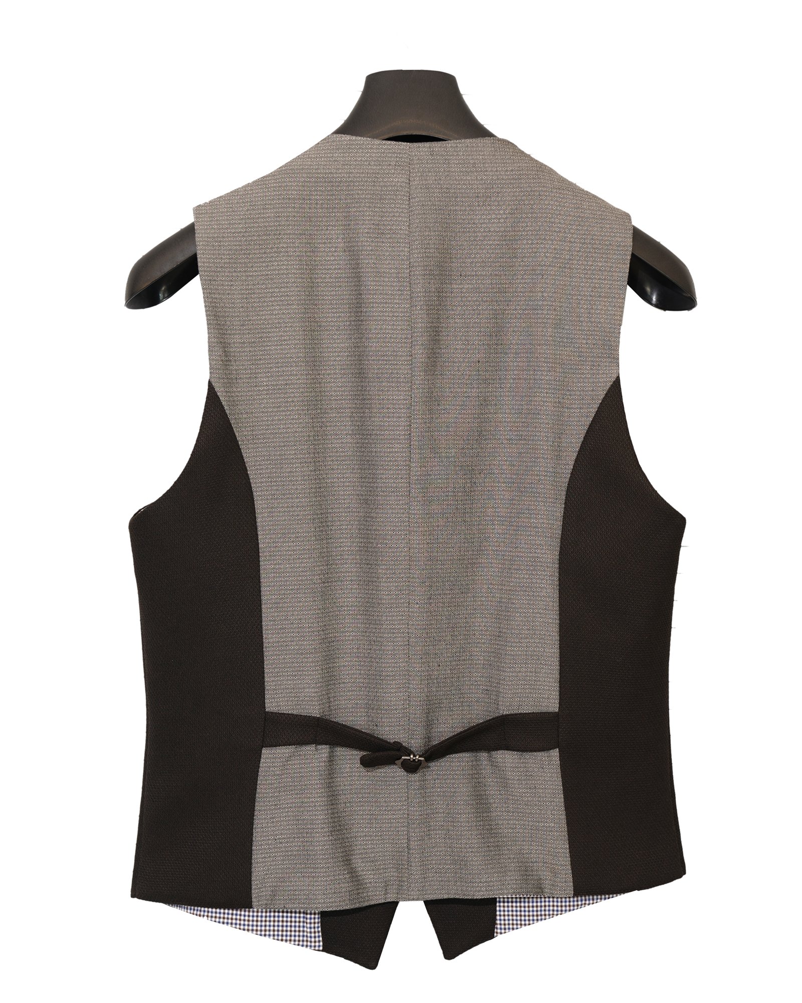 İtalyan stil erkek slim fit kahverengi cepken yelek T3841