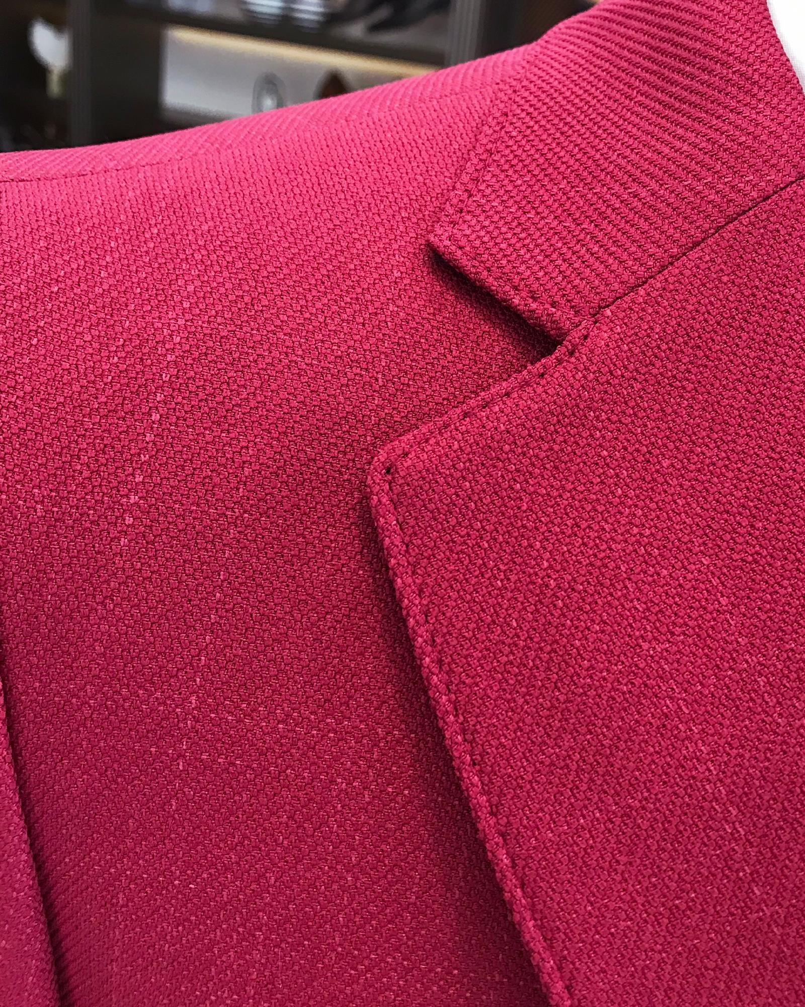 İtalyan stil erkek slim fit mono yaka pamuk karışımlı ceket pembe T9331