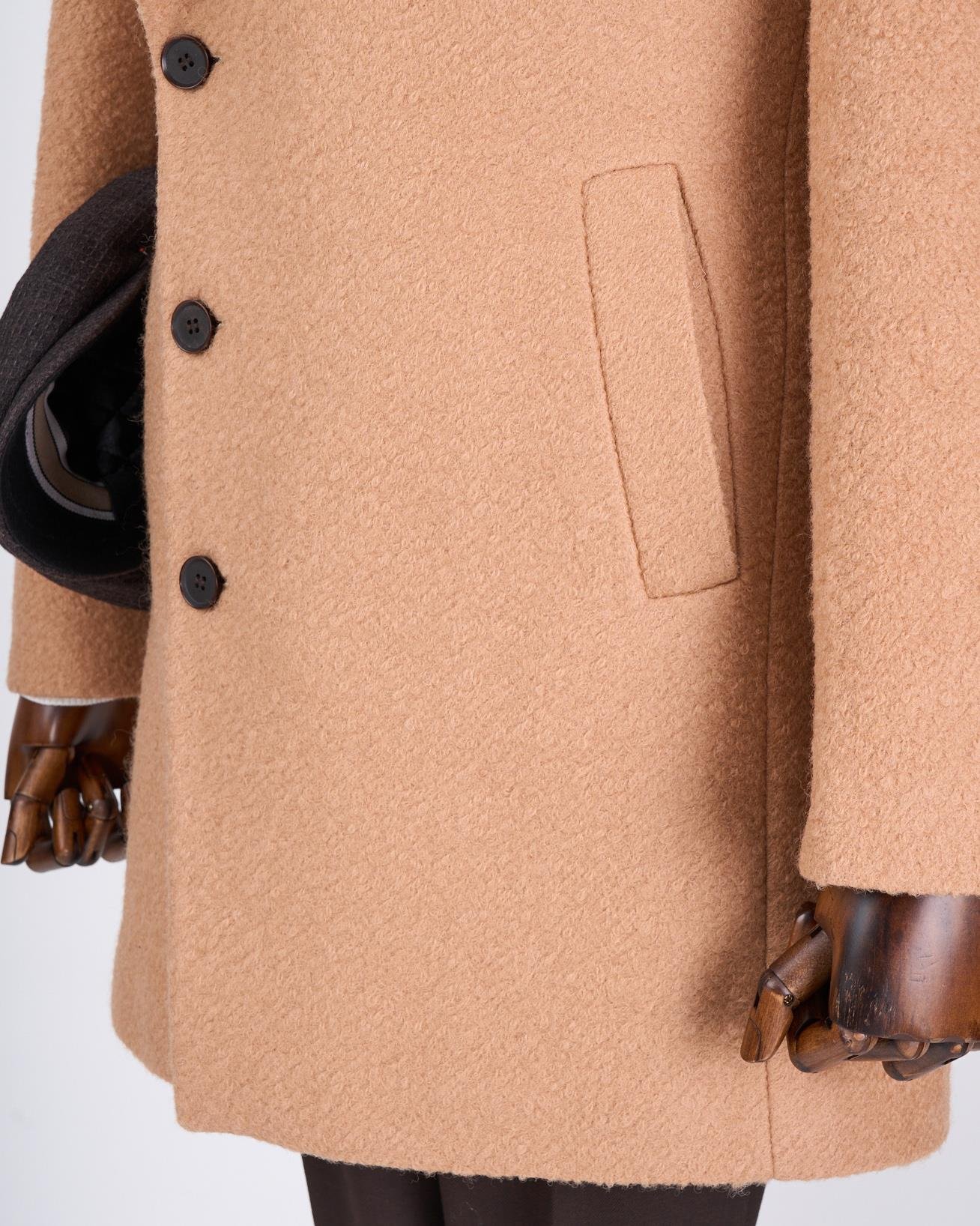 İtalyan stil erkek velev yaka yün kaban camel T13282