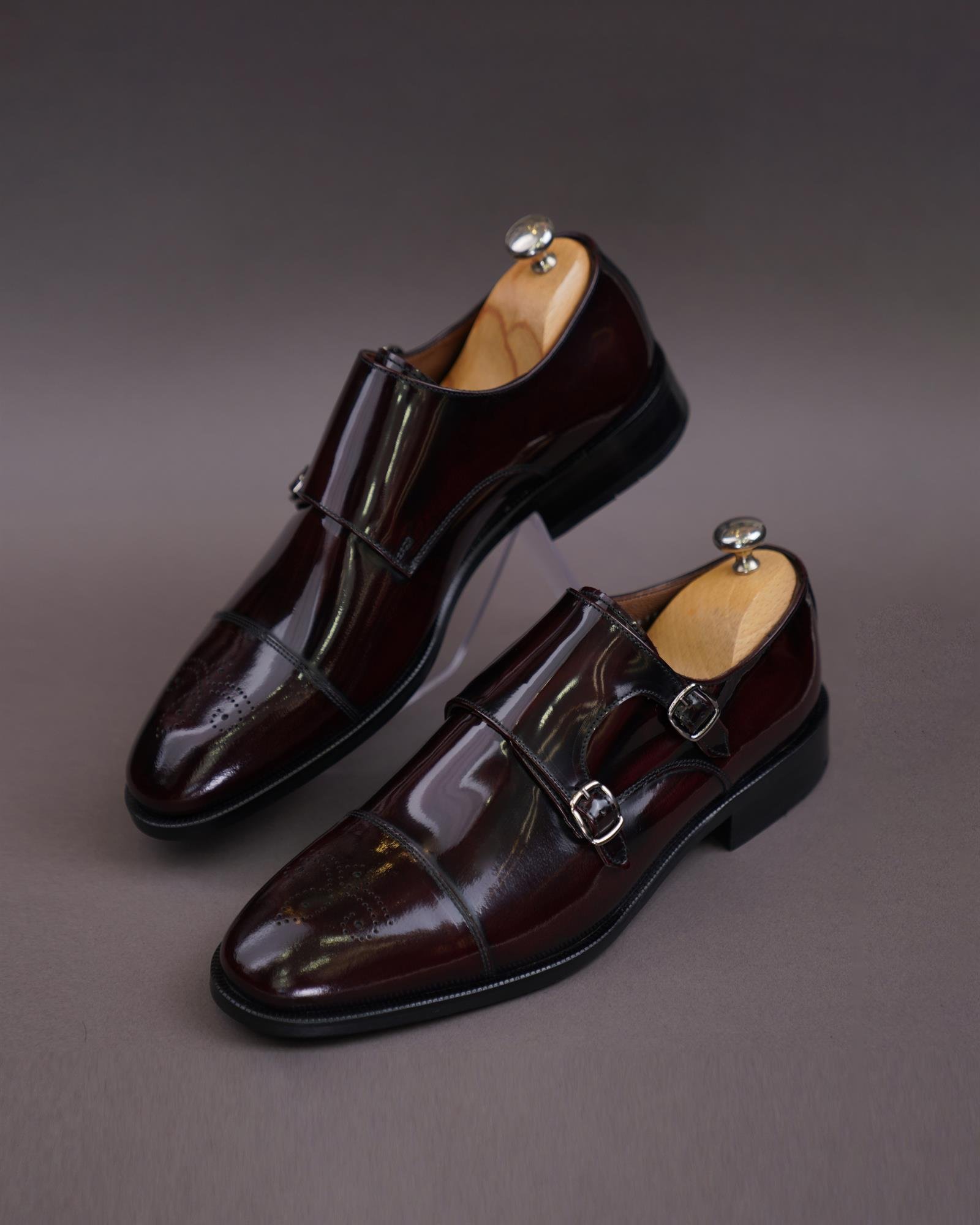 İtalyan stil iç dış naturel deri erkek ayakkabı bordo T10210