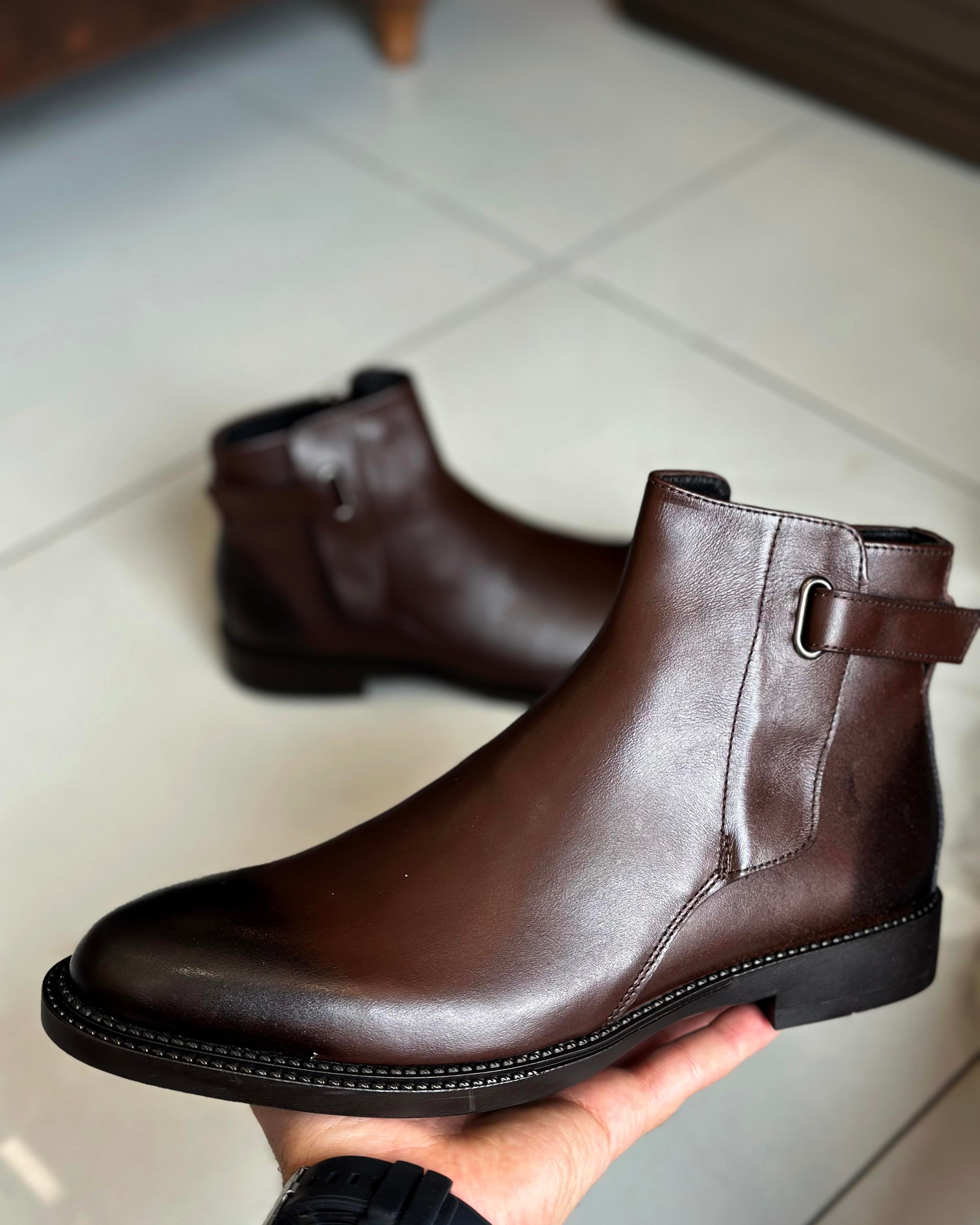 Men\'s Nardelli Brown Leather Italian Boots Old Boy Western Square Toe Men main image 3