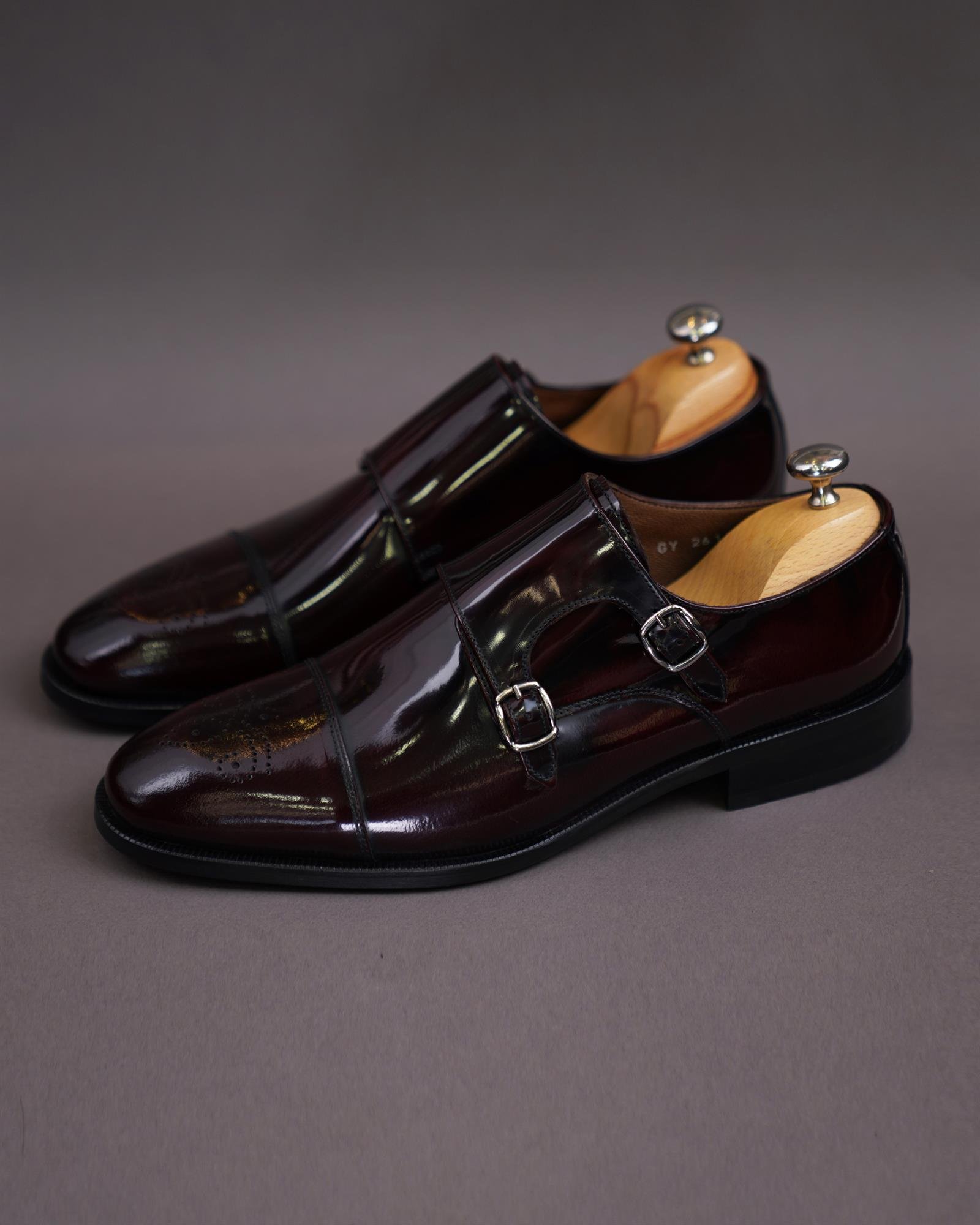 İtalyan stil iç dış naturel deri erkek ayakkabı bordo T10210