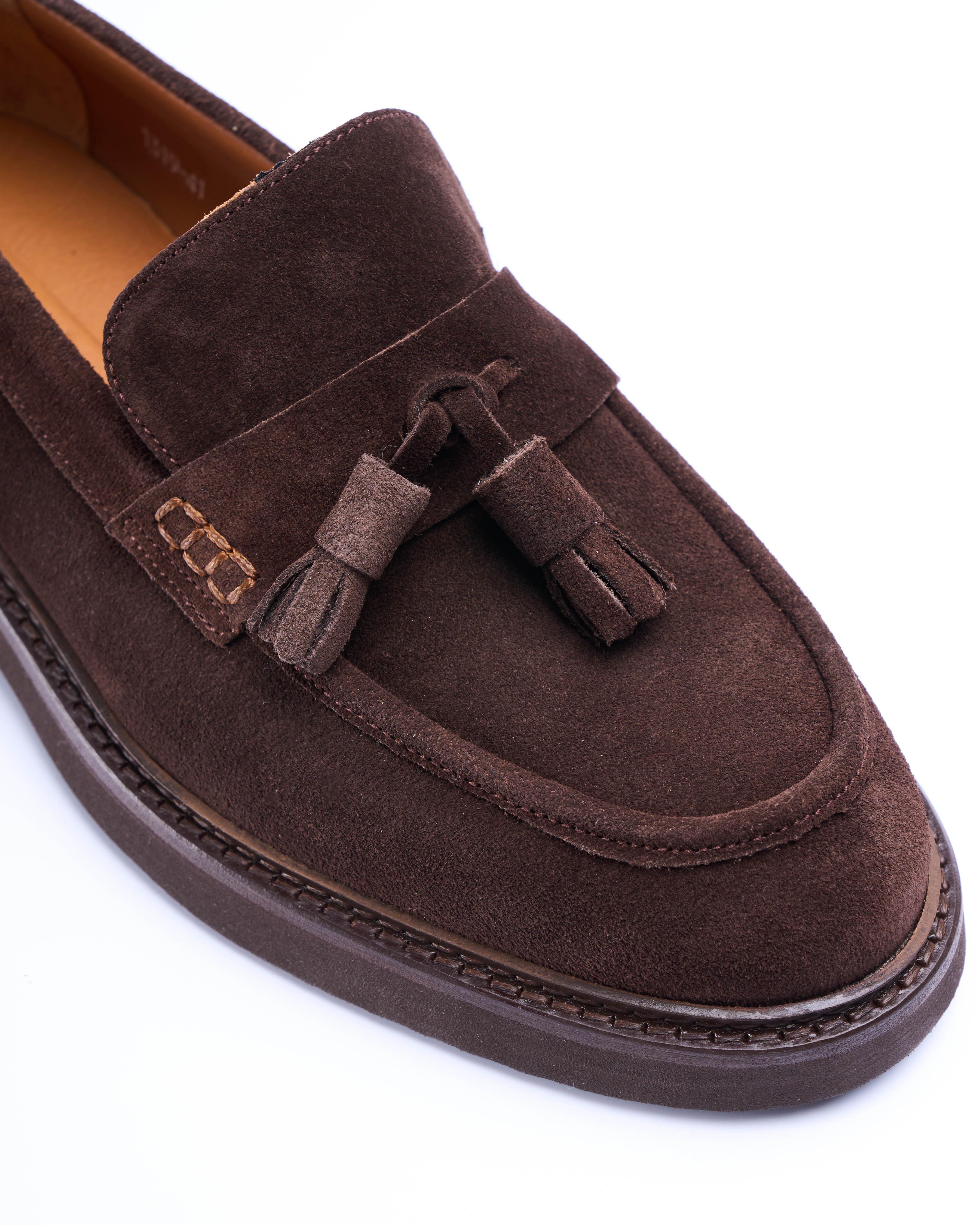 Italian style inner outer natural leather suede men's shoes brown