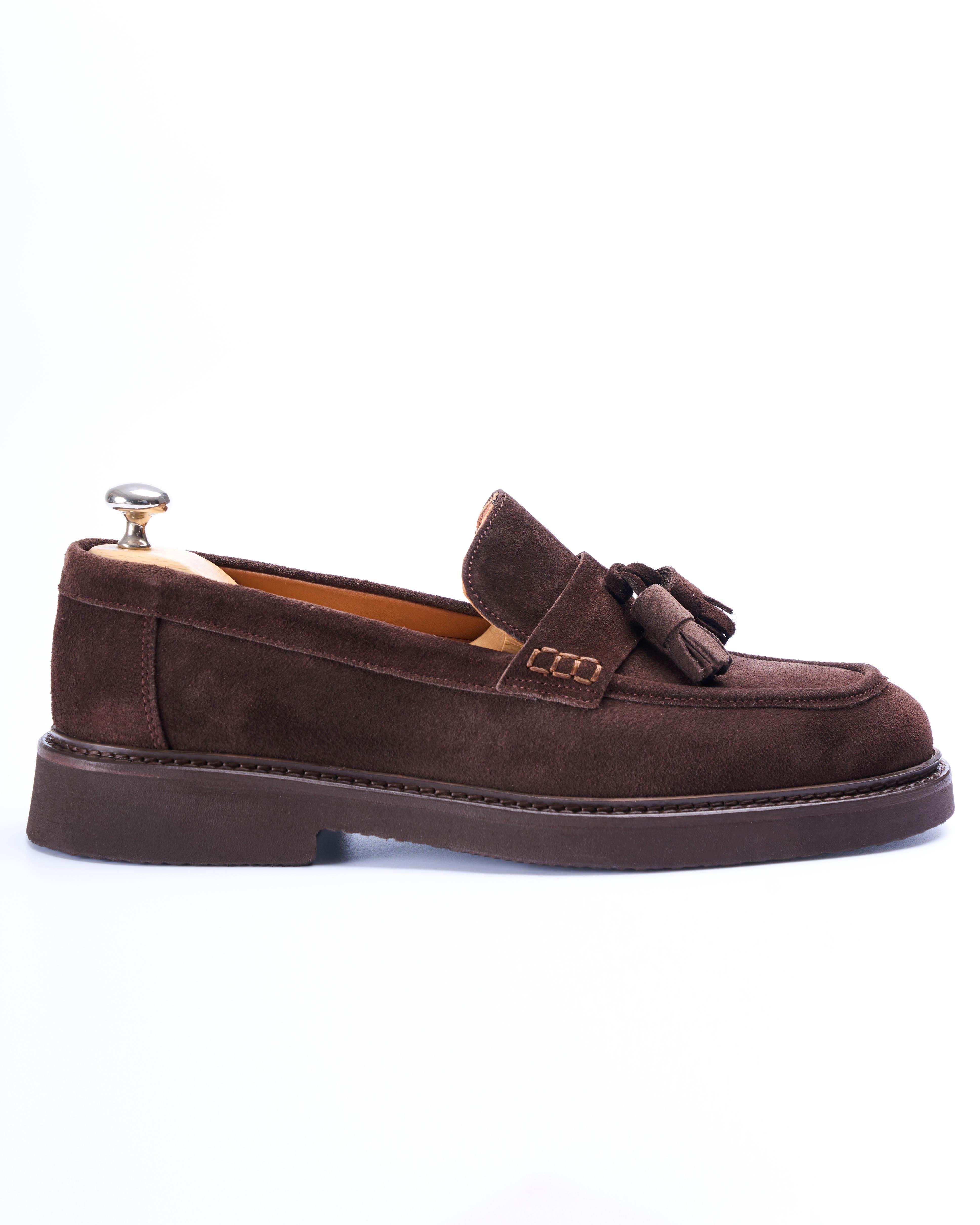 Italian style inner outer natural leather suede men's shoes brown