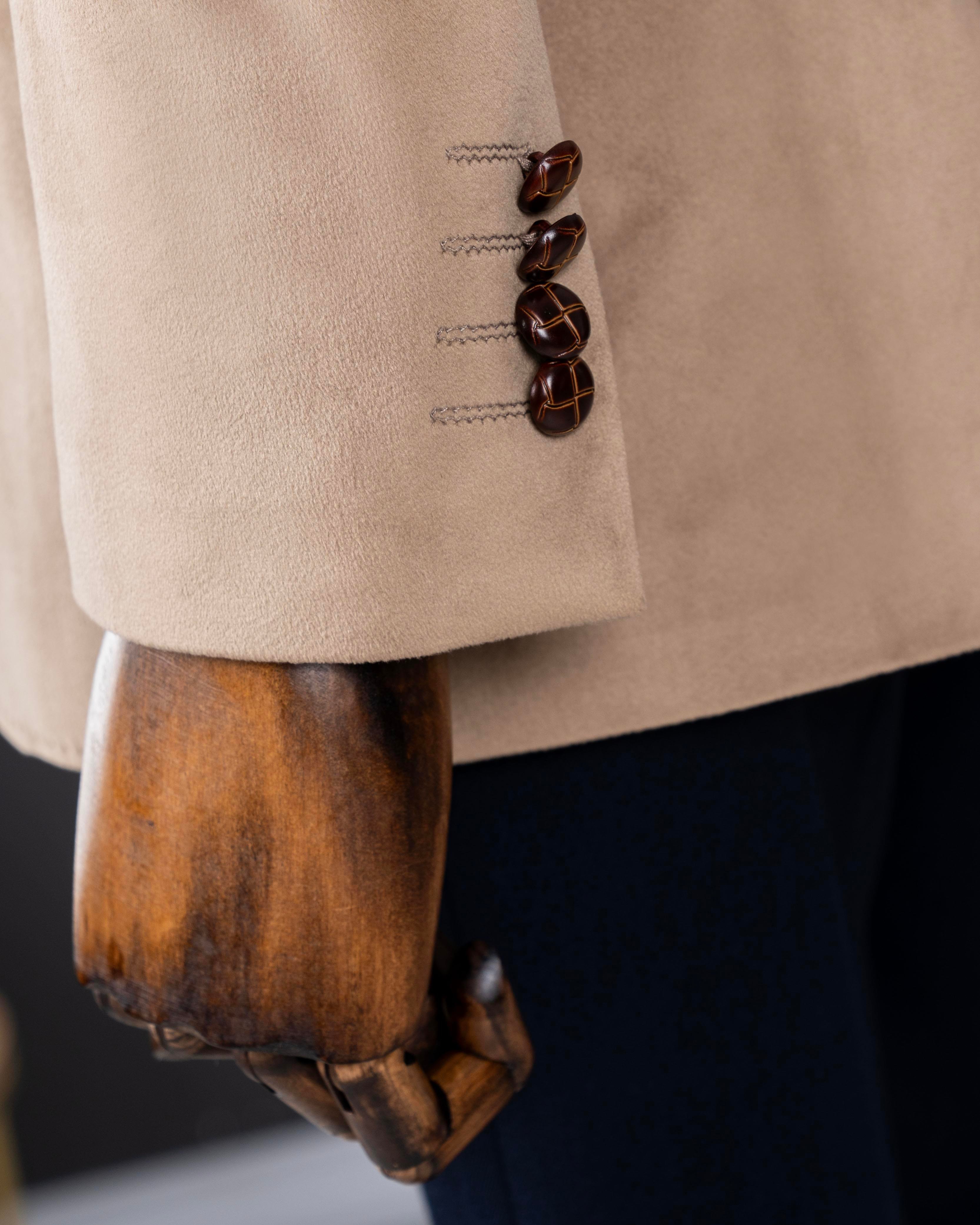 İtalyan stil kadife erkek tek ceket bej T11043