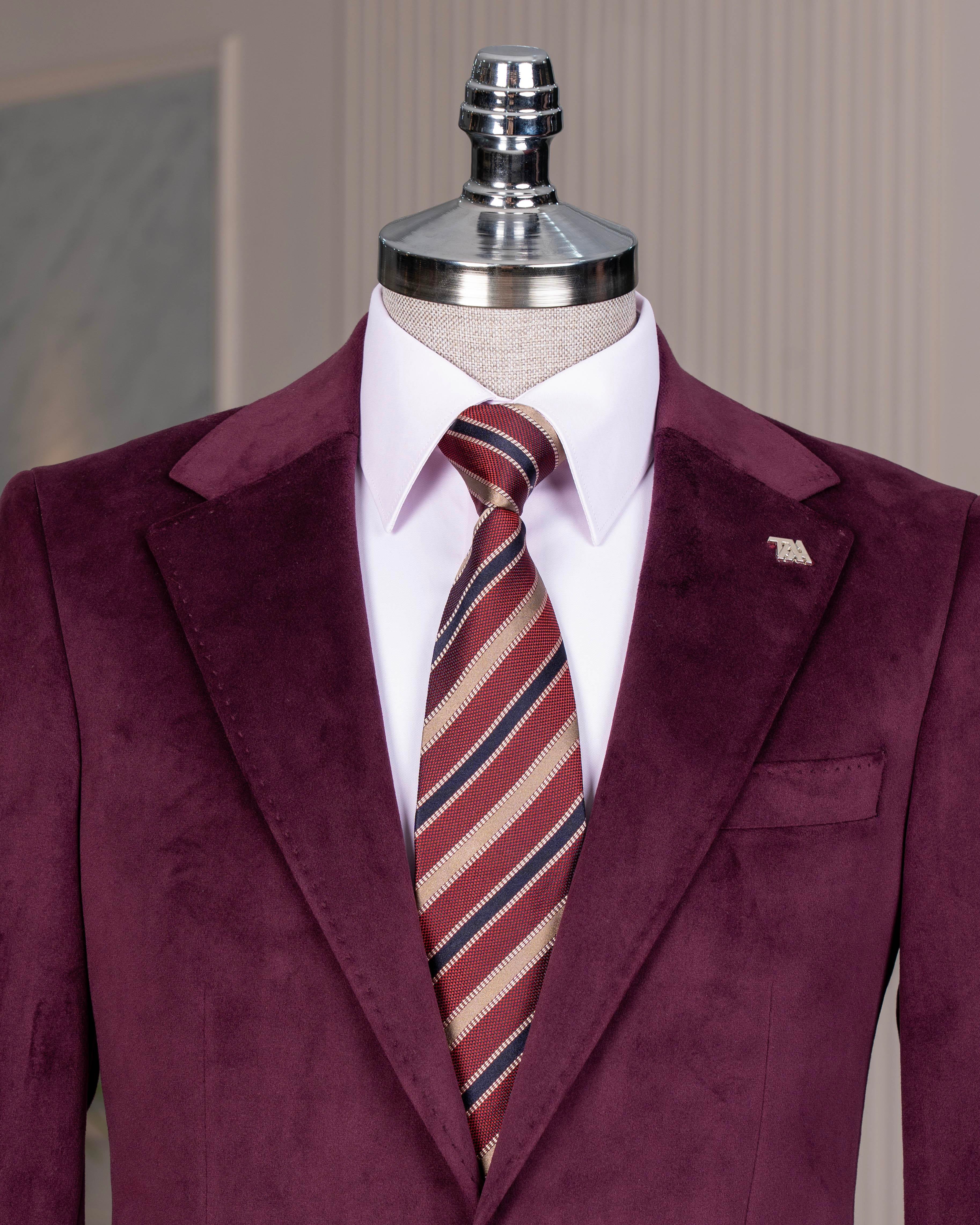 İtalyan stil kadife erkek tek ceket bordo T11044