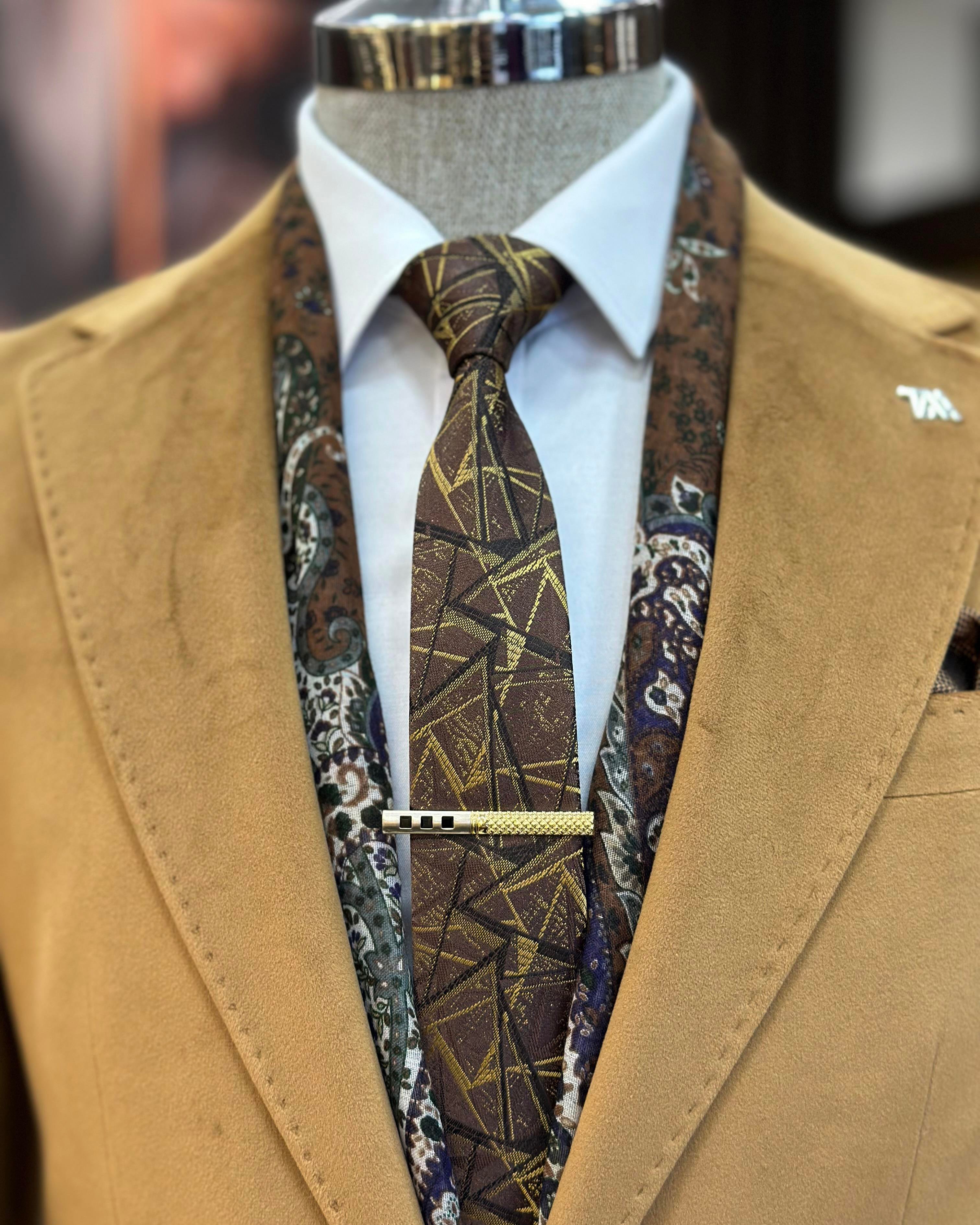 İtalyan stil kadife erkek tek ceket camel T11040