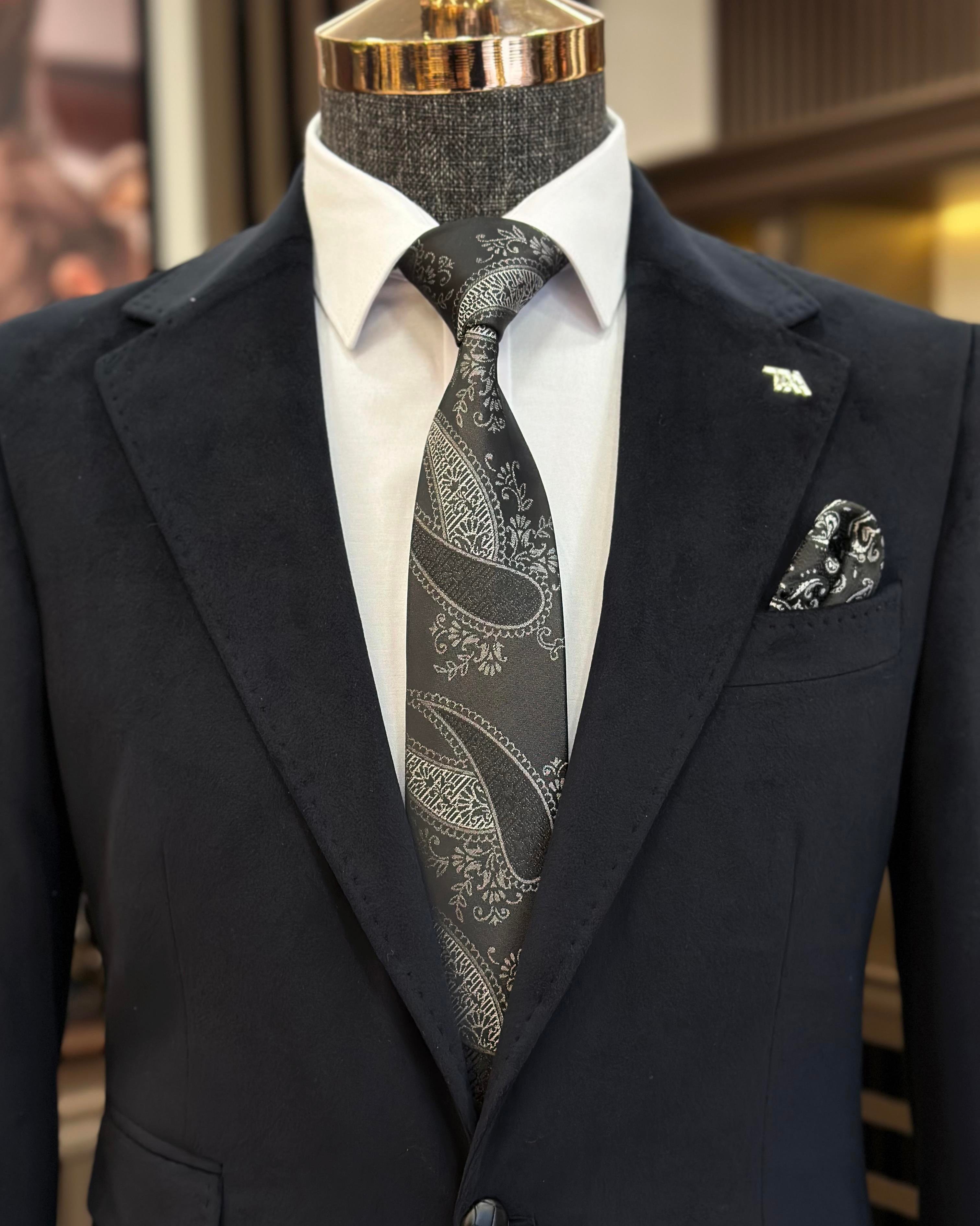 İtalyan stil kadife erkek tek ceket siyah T11041