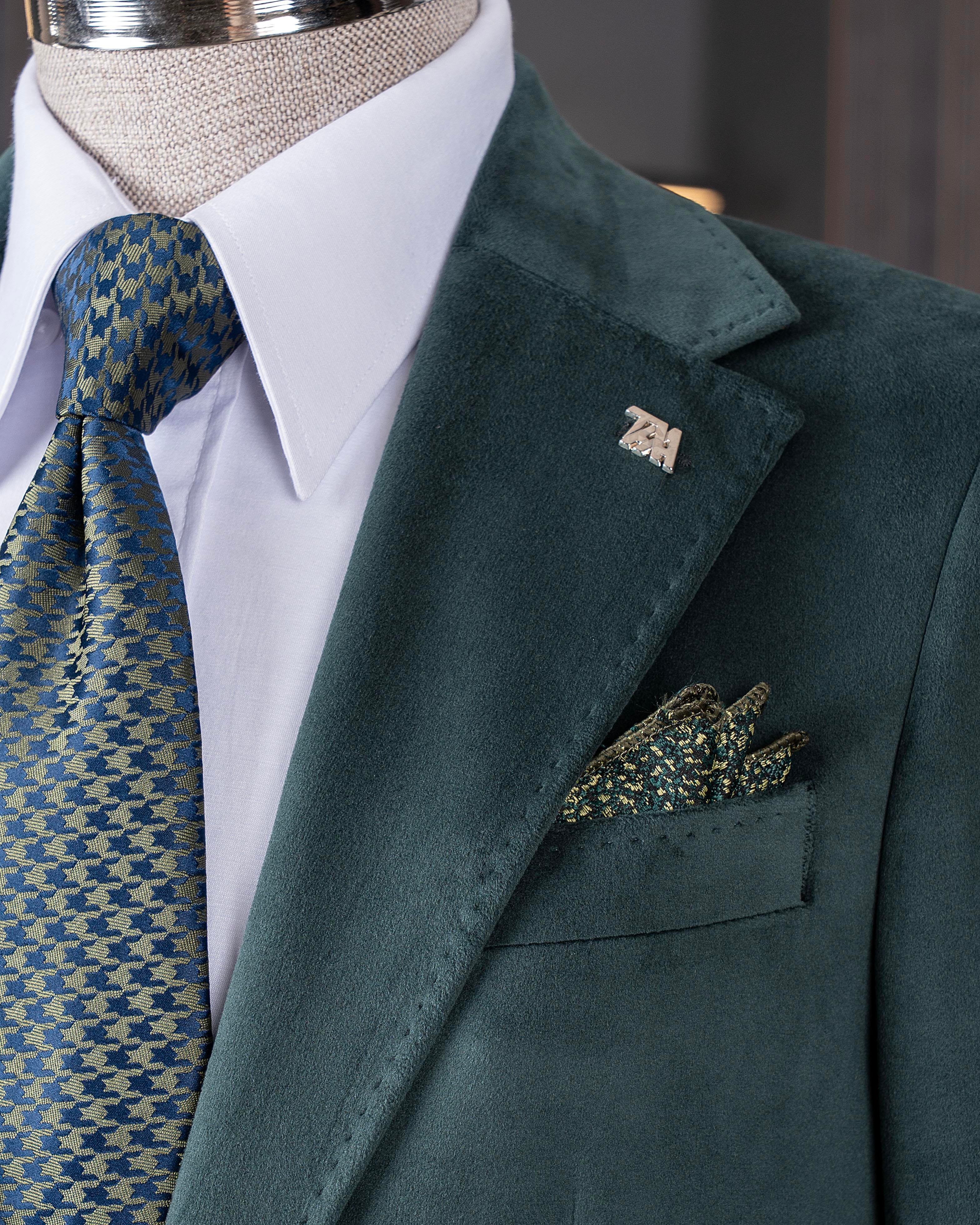 İtalyan stil kadife erkek tek ceket yeşil T11042