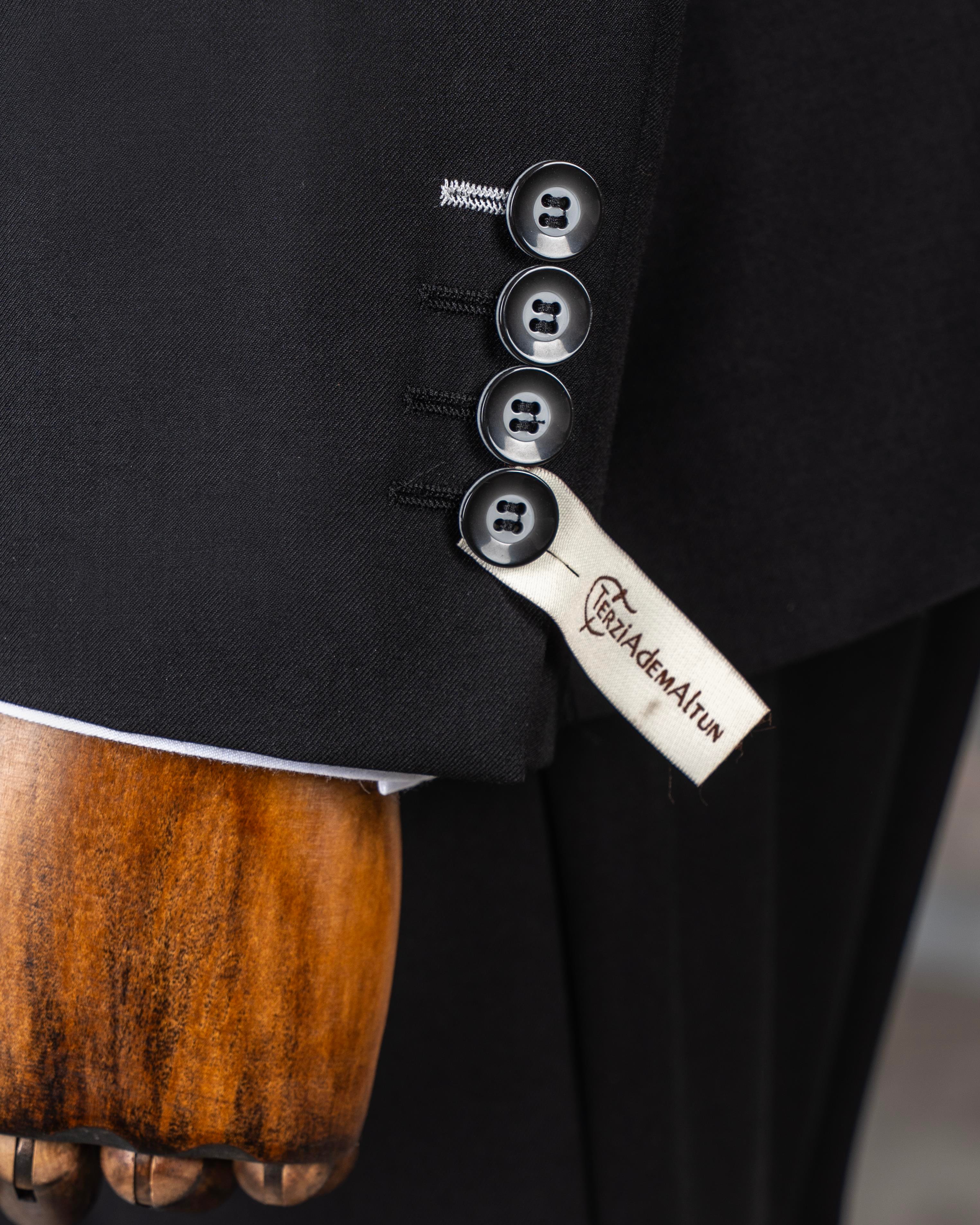 İtalyan stil kombin takım elbise ceket yelek pantalon siyah T14355