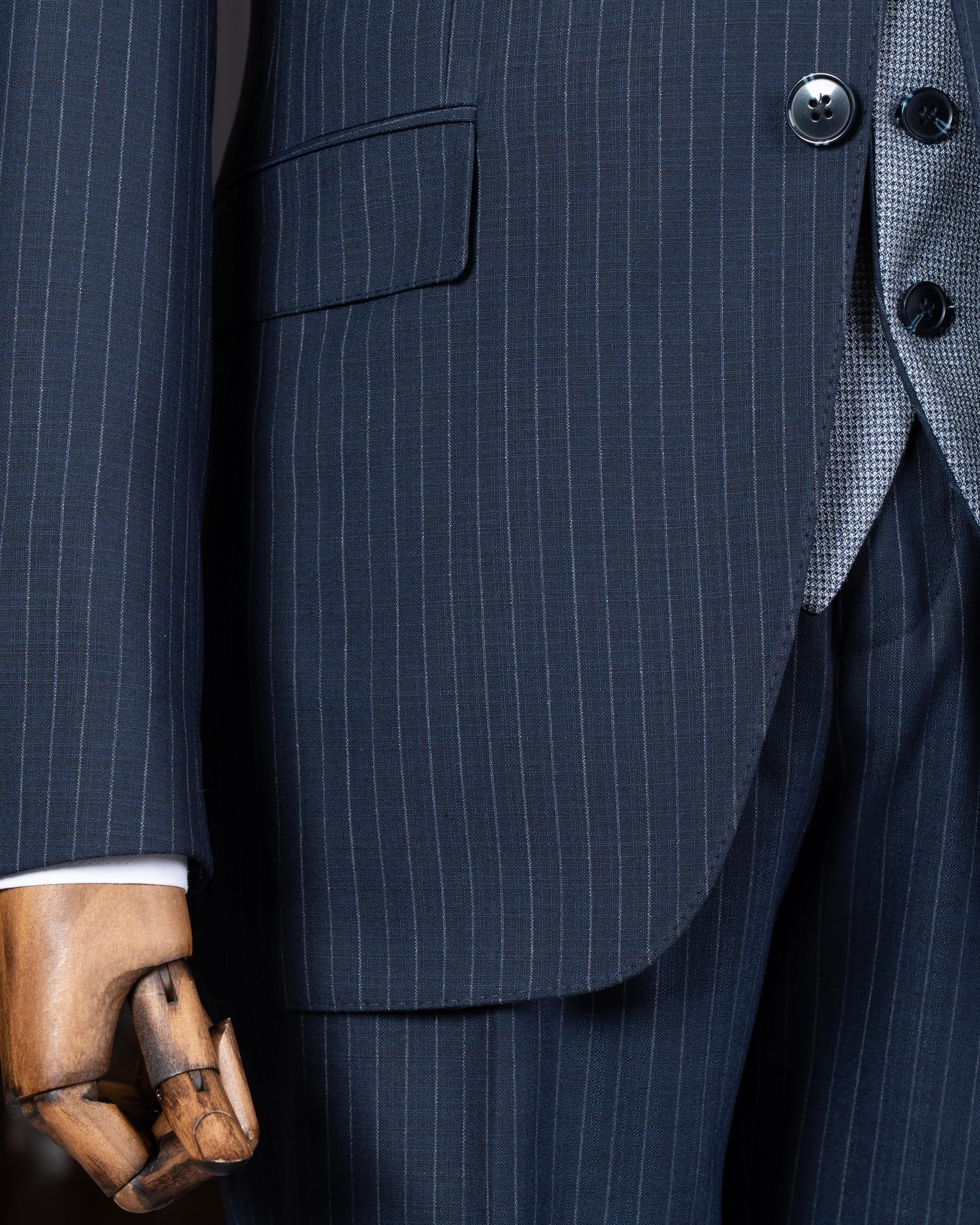 İtalyan stil kombin takım elbise ceket yelek pantalon lacivert T14042