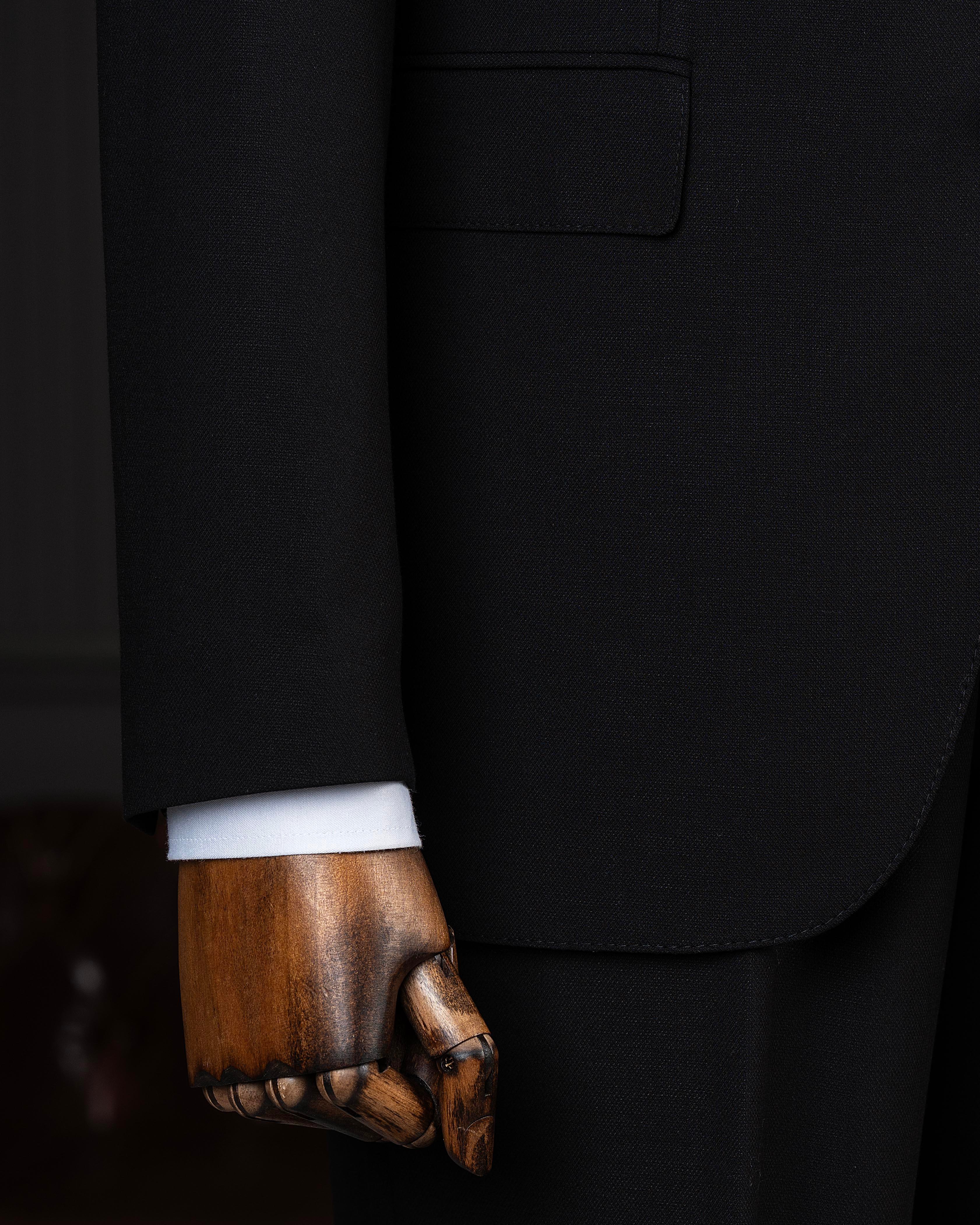 İtalyan stil kombin takım elbise ceket yelek pantalon siyah T14039