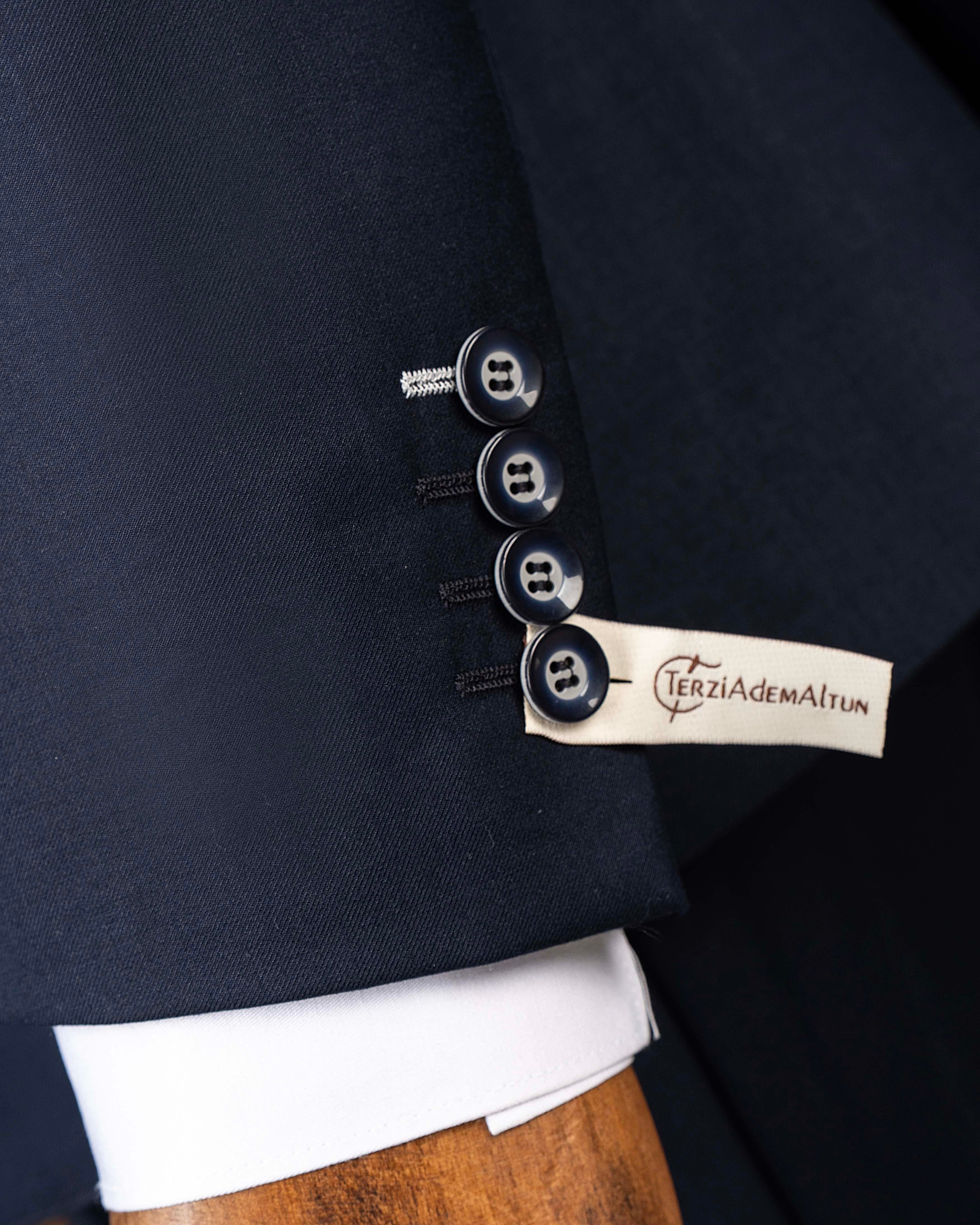 İtalyan stil kombin takım elbise ceket yelek pantalon lacivert T14354