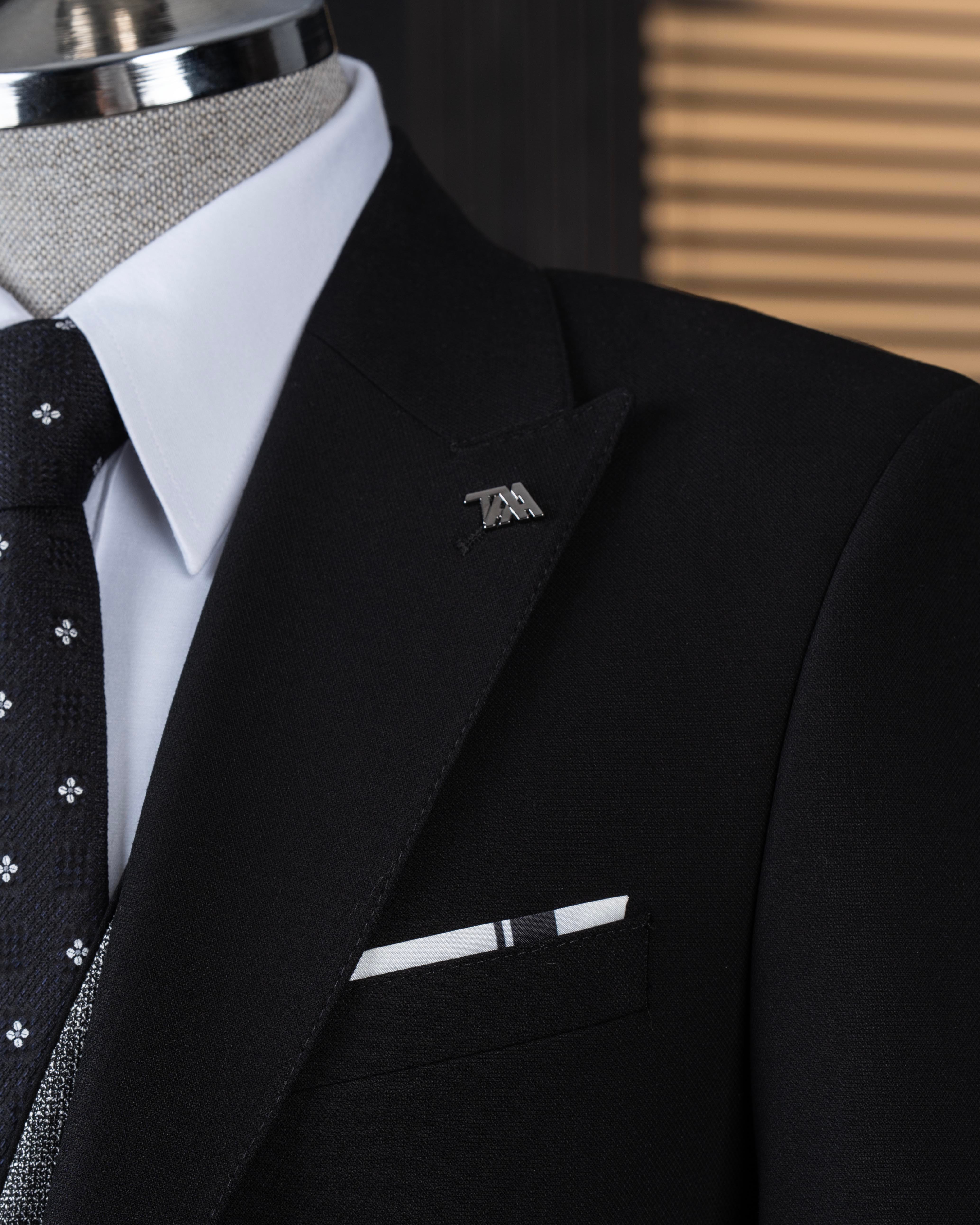 İtalyan stil kombin takım elbise ceket yelek pantalon siyah T14039
