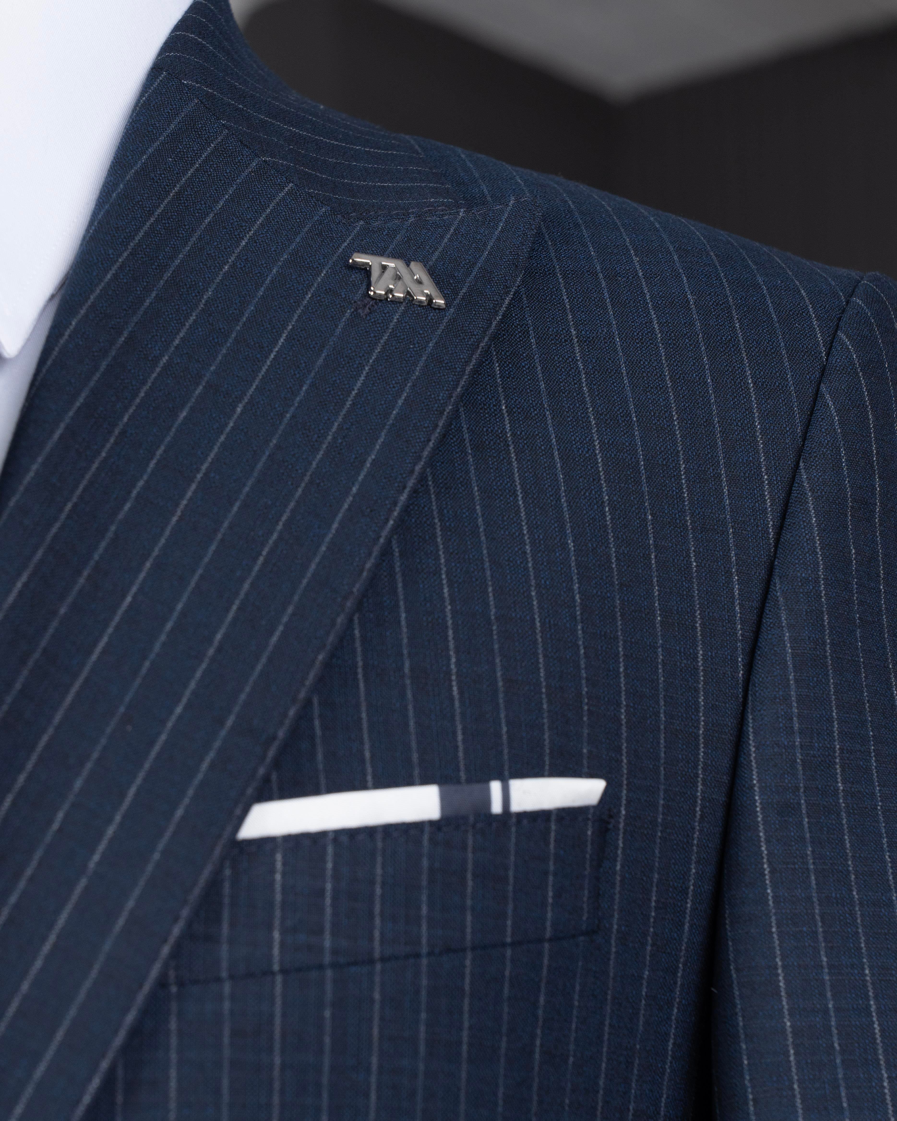 İtalyan stil kombin takım elbise ceket yelek pantalon lacivert T14042