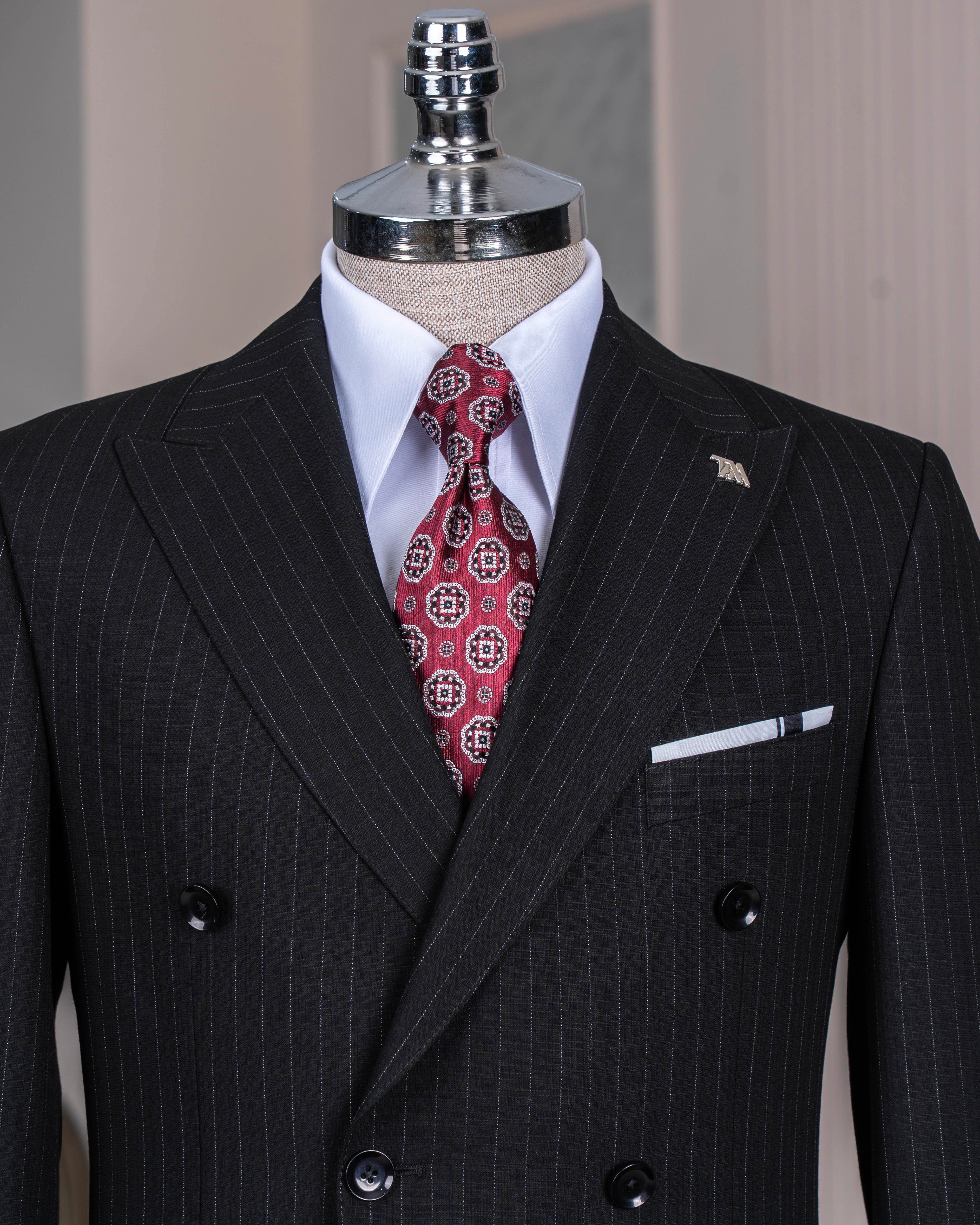 İtalyan stil kruvaze ceket pantolon takım elbise siyah T14023