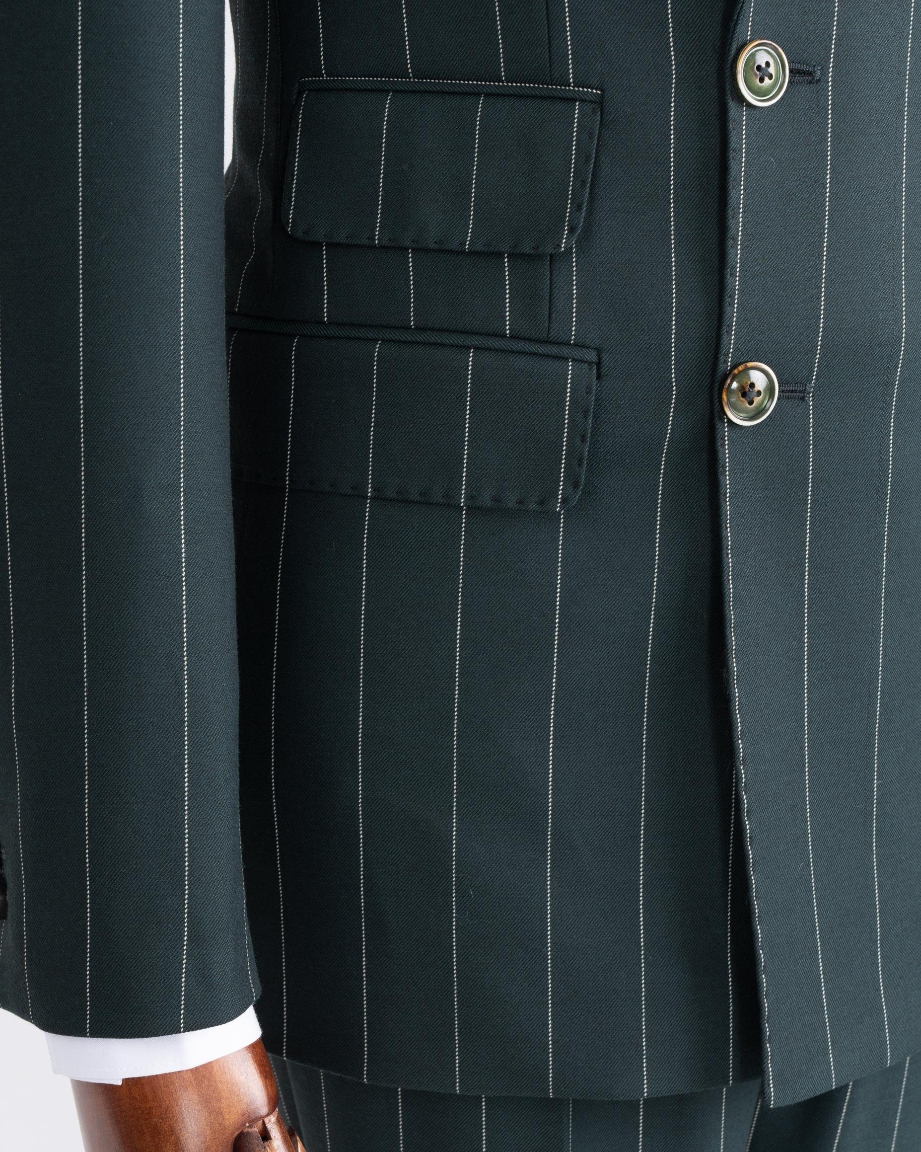 İtalyan stil kruvaze ceket pantolon takım elbise yeşil T13302