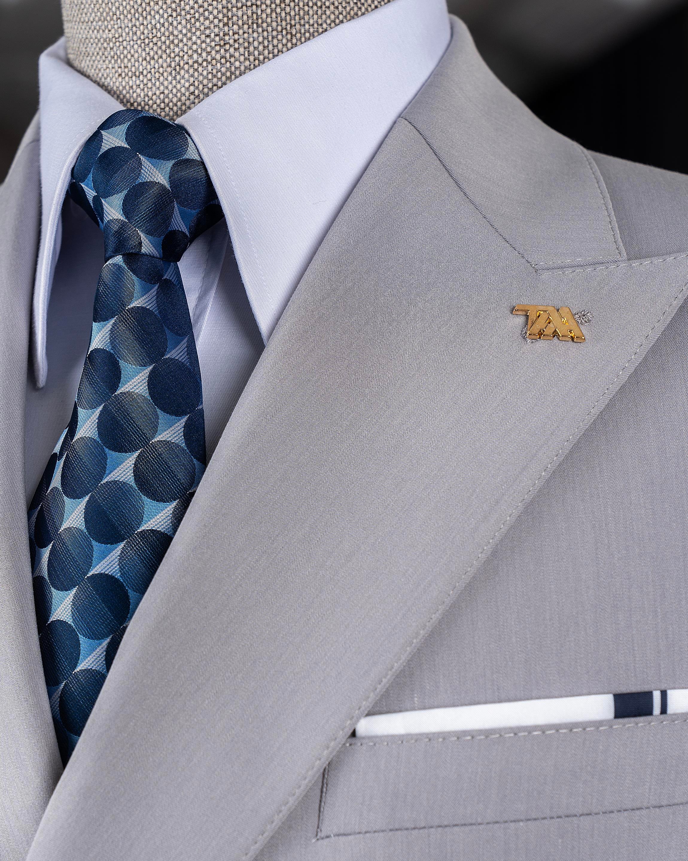 İtalyan stil kruvaze ceket pantolon takım elbise gri T14193